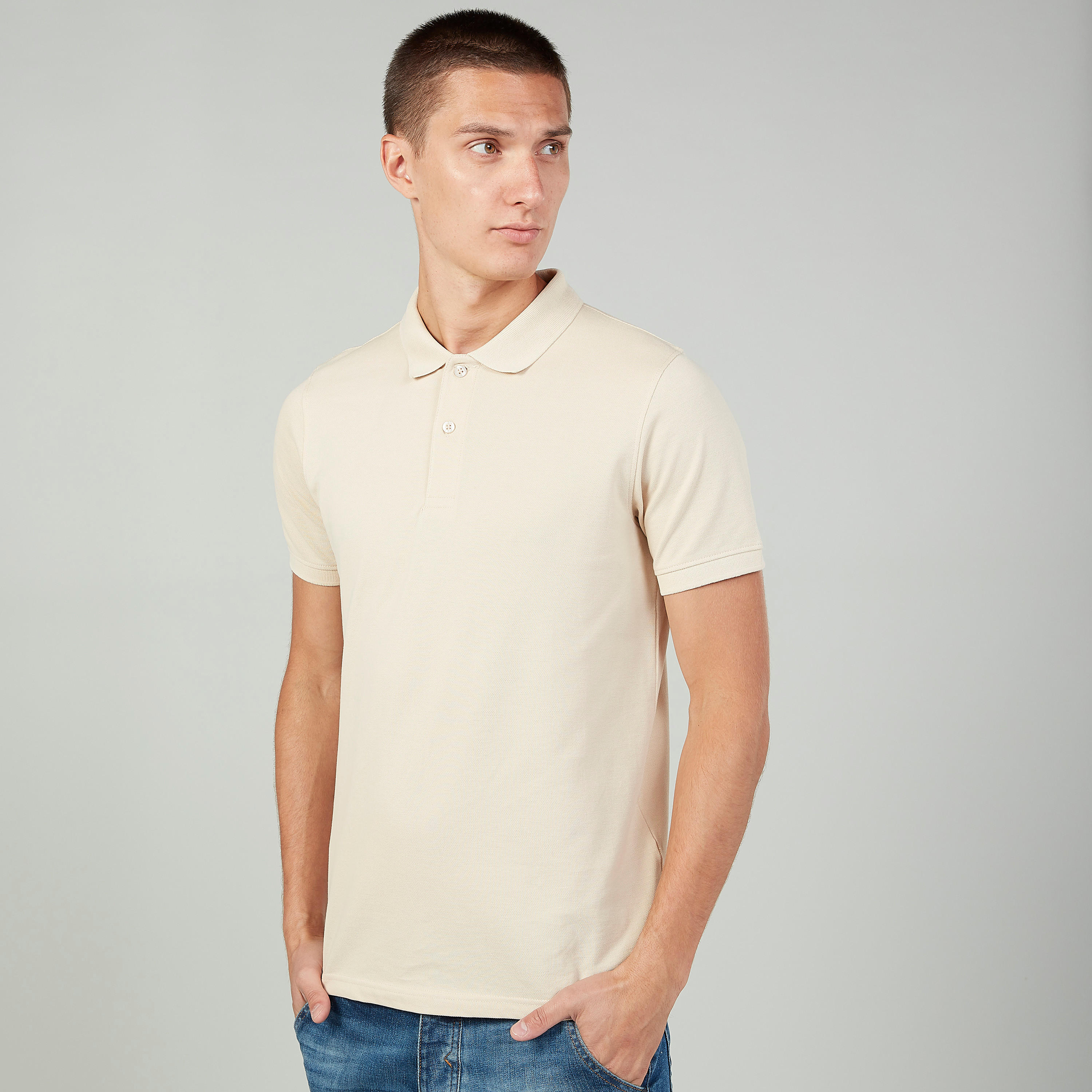 تيشيرت بولو سادة بأكمام قصيرة-men-clothing-tshirtsandpolos-polos-image-1