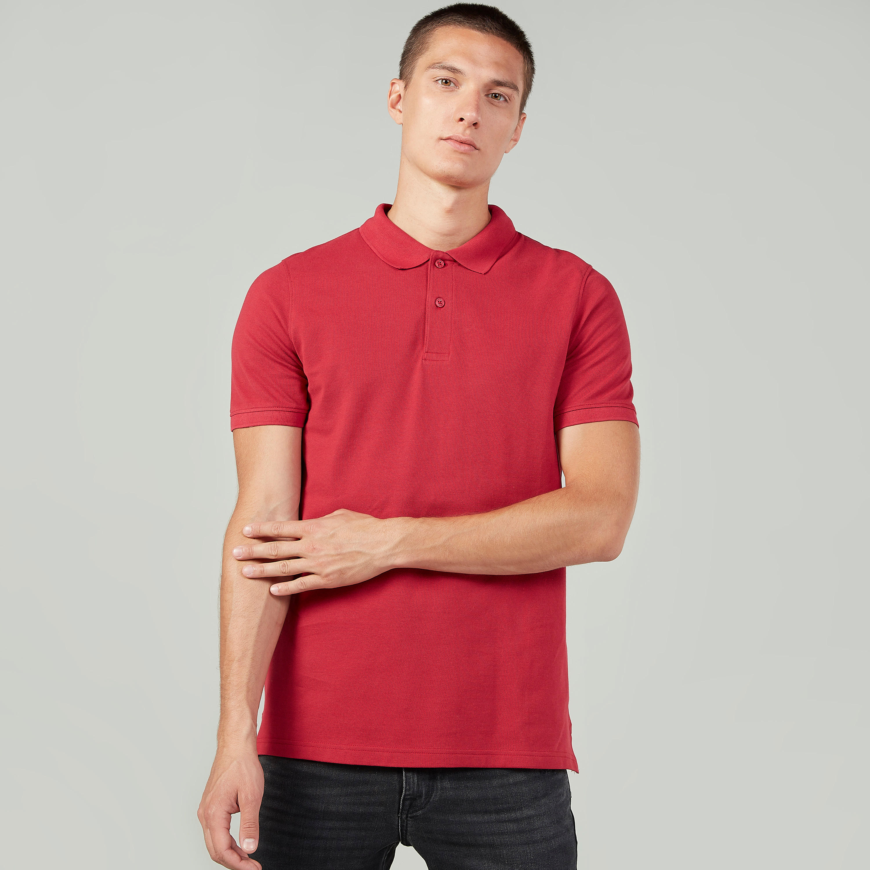 Plain T-shirt with Polo Neck and Short Sleeves-men-clothing-tshirtsandpolos-polos-image-1
