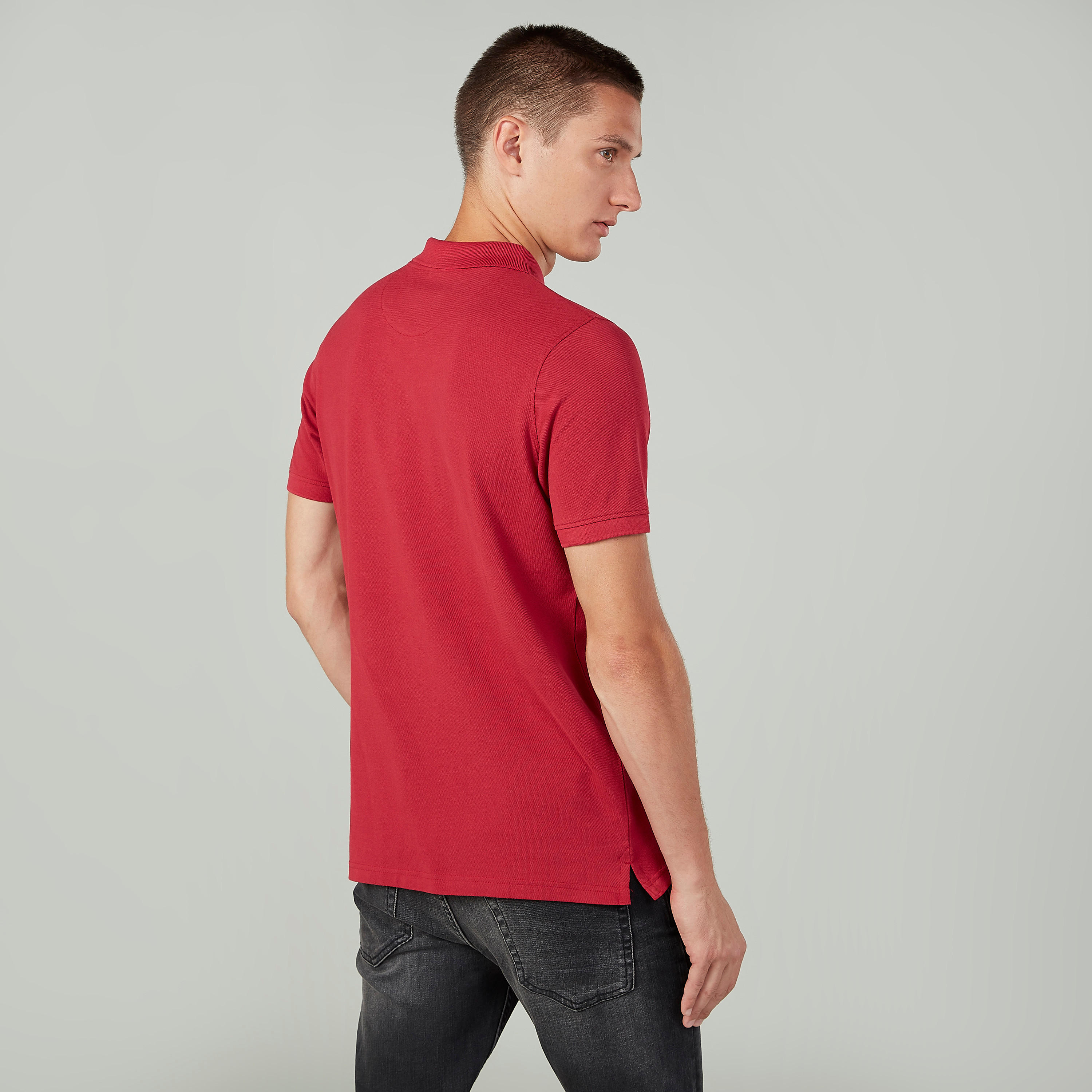Plain T-shirt with Polo Neck and Short Sleeves-men-clothing-tshirtsandpolos-polos-image-4
