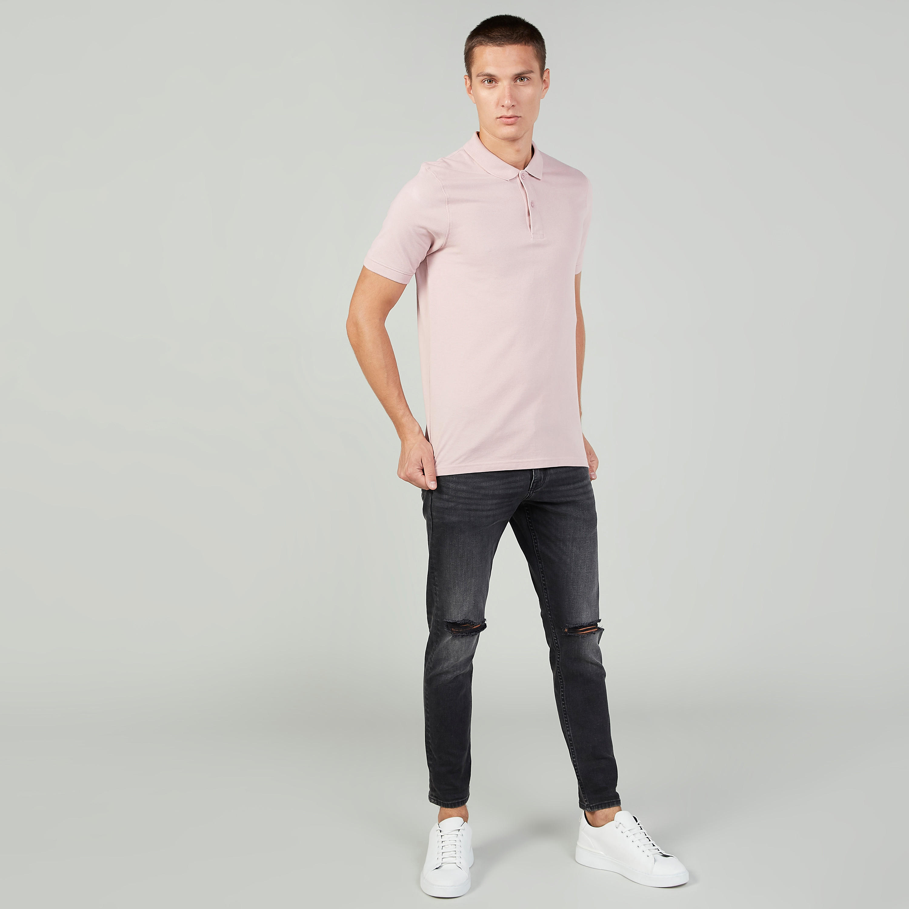 تيشيرت بولو سادة بأكمام قصيرة-men-clothing-tshirtsandpolos-polos-image-2