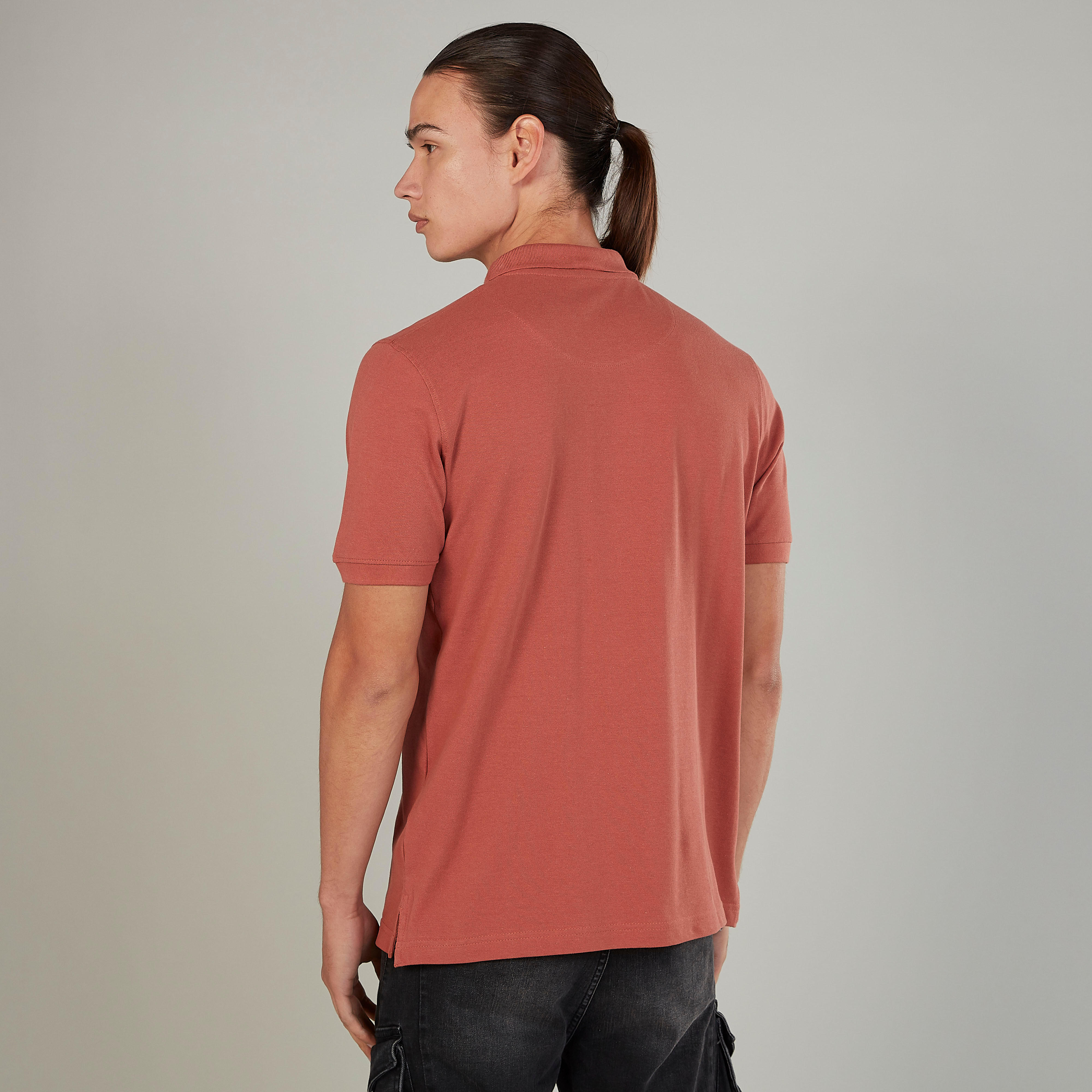 Solid T-shirt with Polo Neck and Short Sleeves-men-clothing-tshirtsandpolos-polos-image-4