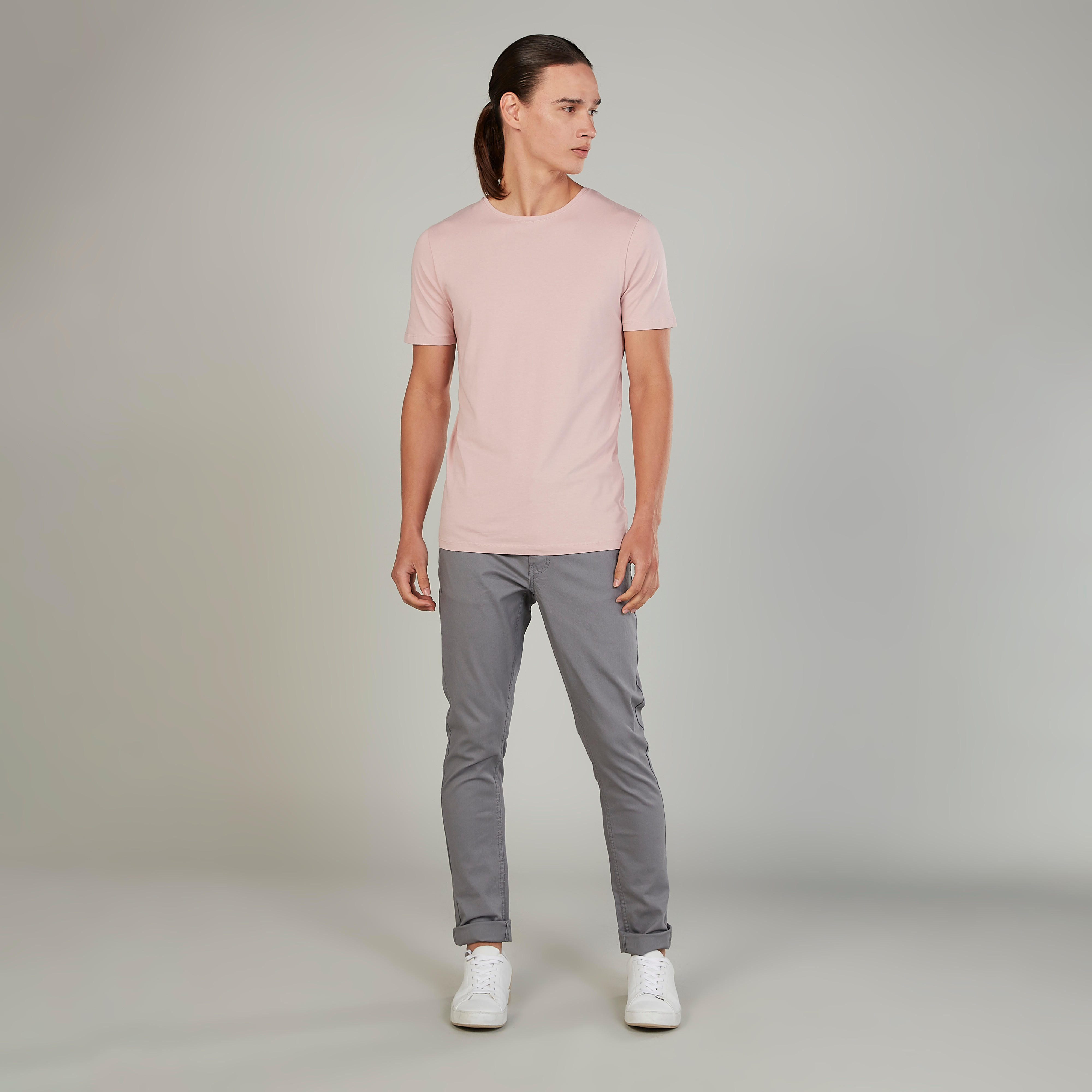 Solid T-shirt with Round Neck and Short Sleeves-men-clothing-tshirtsandpolos-tshirts-image-2