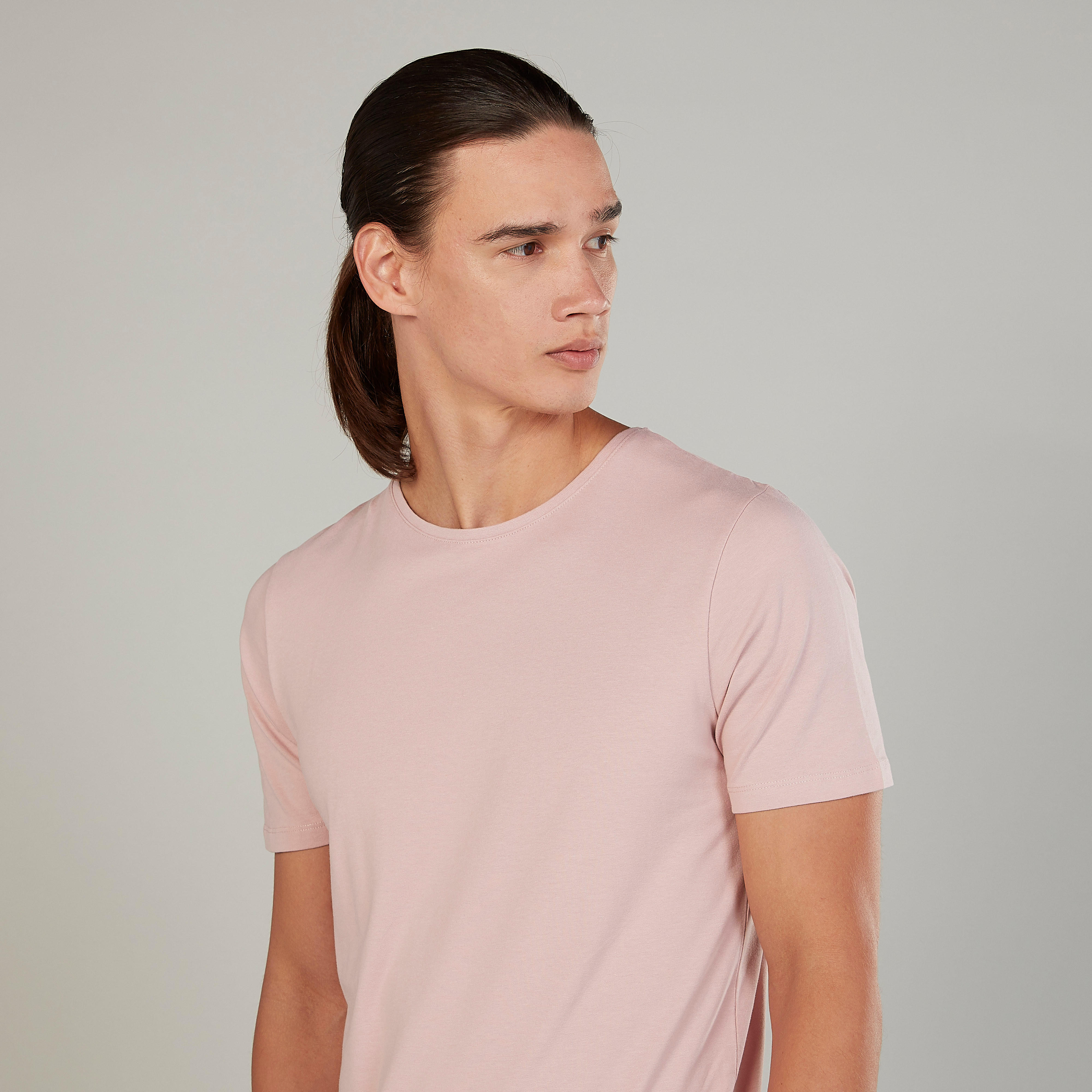 Solid T-shirt with Round Neck and Short Sleeves-men-clothing-tshirtsandpolos-tshirts-image-3