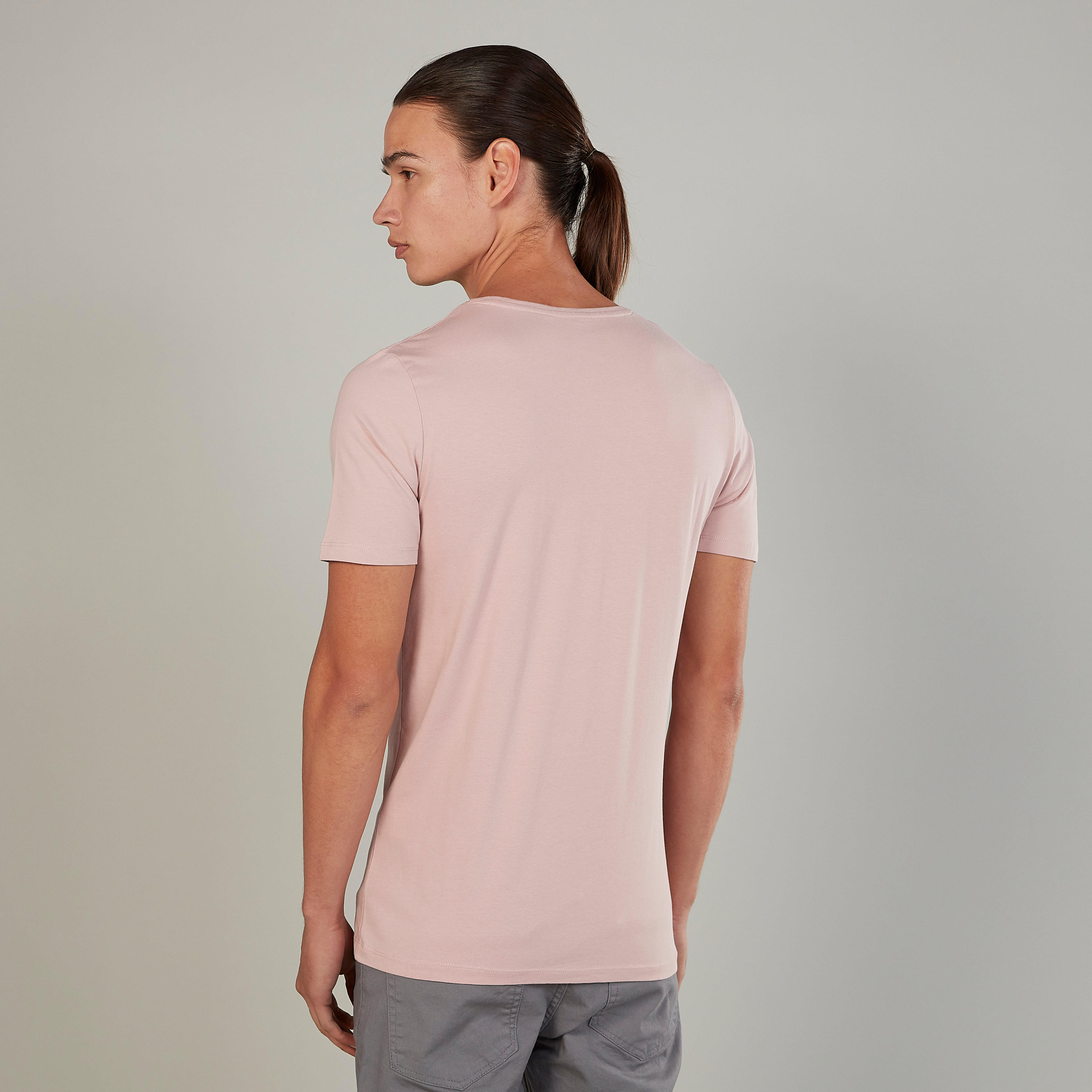 Solid T-shirt with Round Neck and Short Sleeves-men-clothing-tshirtsandpolos-tshirts-image-4