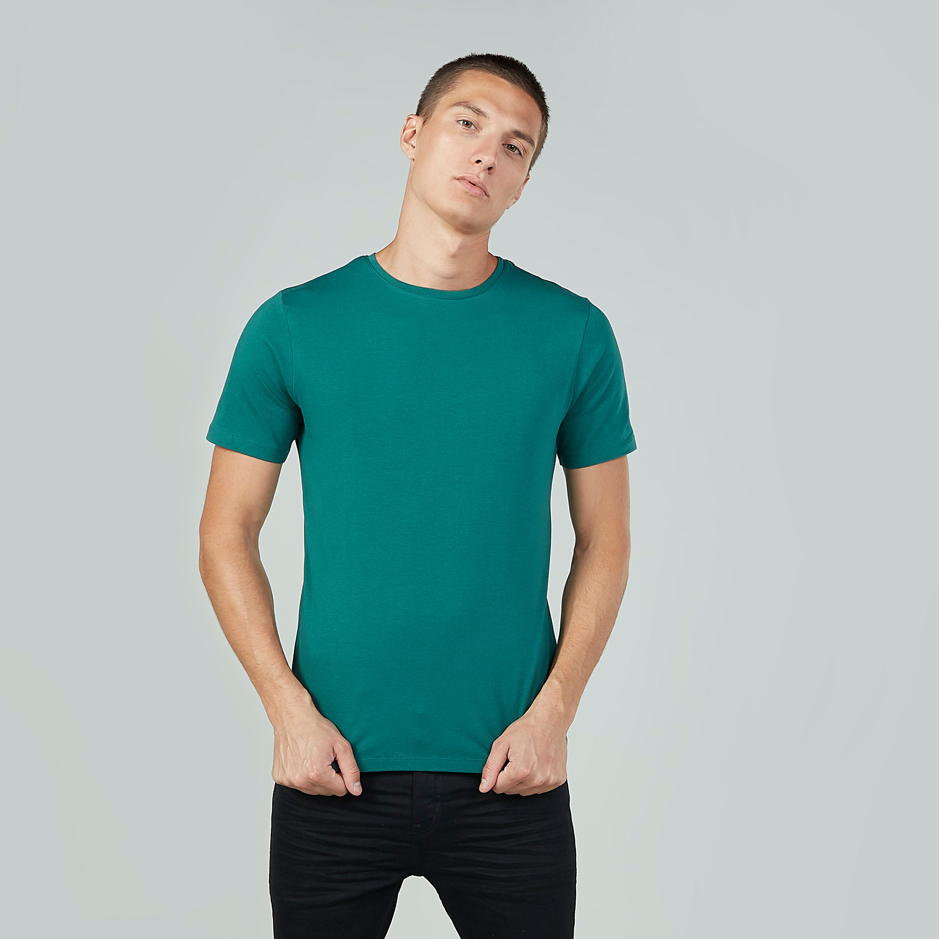 Plain T-shirt with Crew Neck and Short Sleeves-men-clothing-tshirtsandpolos-tshirts-image-1