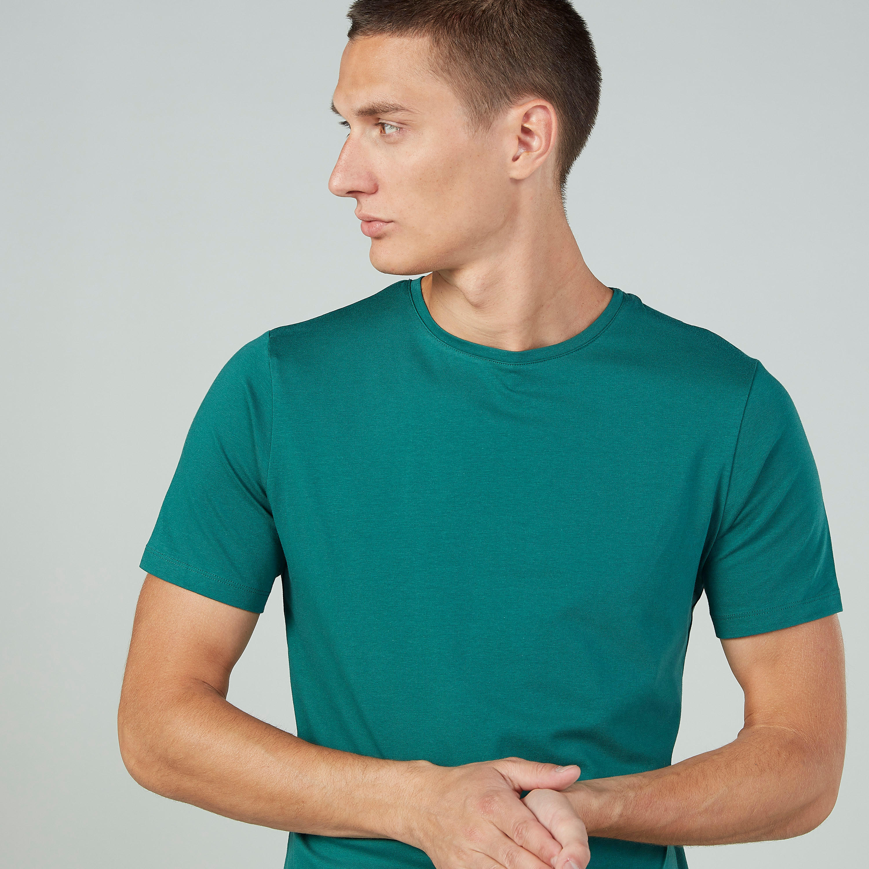 Plain T-shirt with Crew Neck and Short Sleeves-men-clothing-tshirtsandpolos-tshirts-image-3