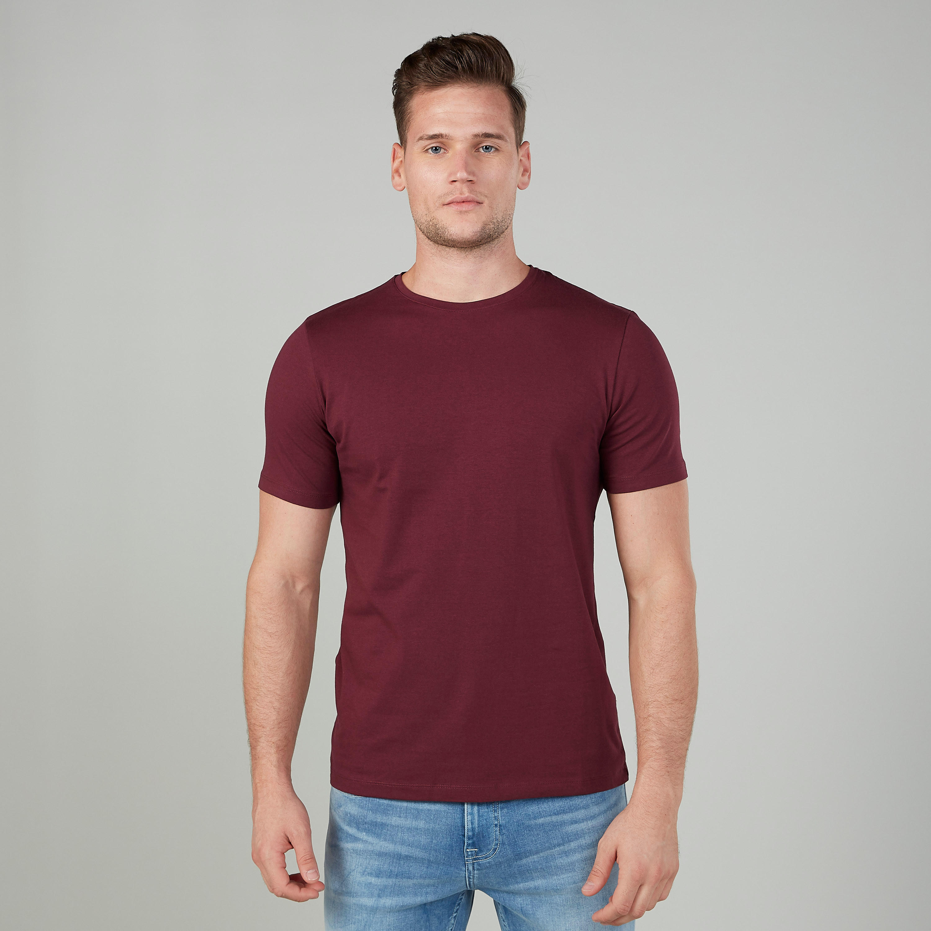 Plain T-shirt with Round Neck and Short Sleeves-men-clothing-tshirtsandpolos-tshirts-image-1