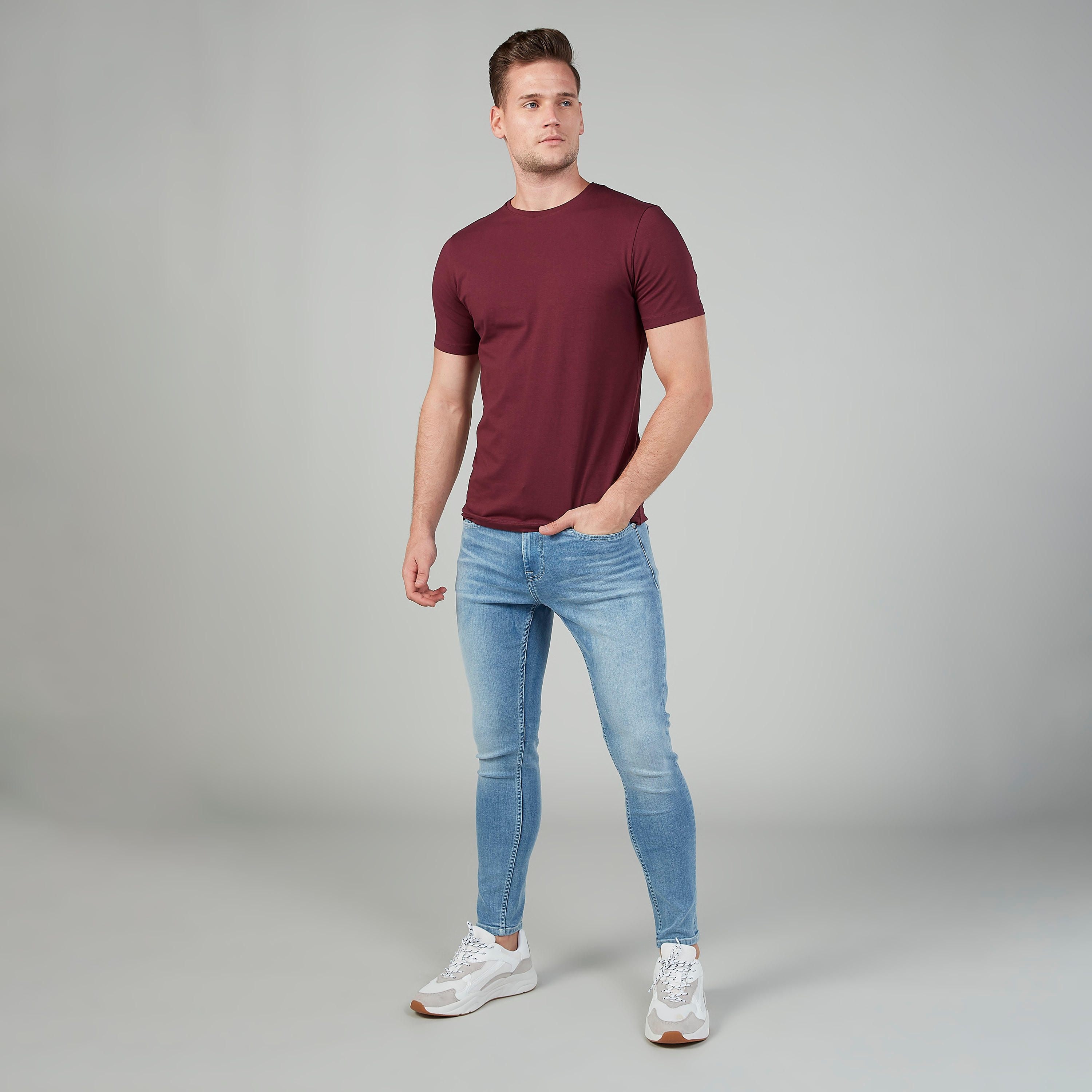 Plain T-shirt with Round Neck and Short Sleeves-men-clothing-tshirtsandpolos-tshirts-image-2