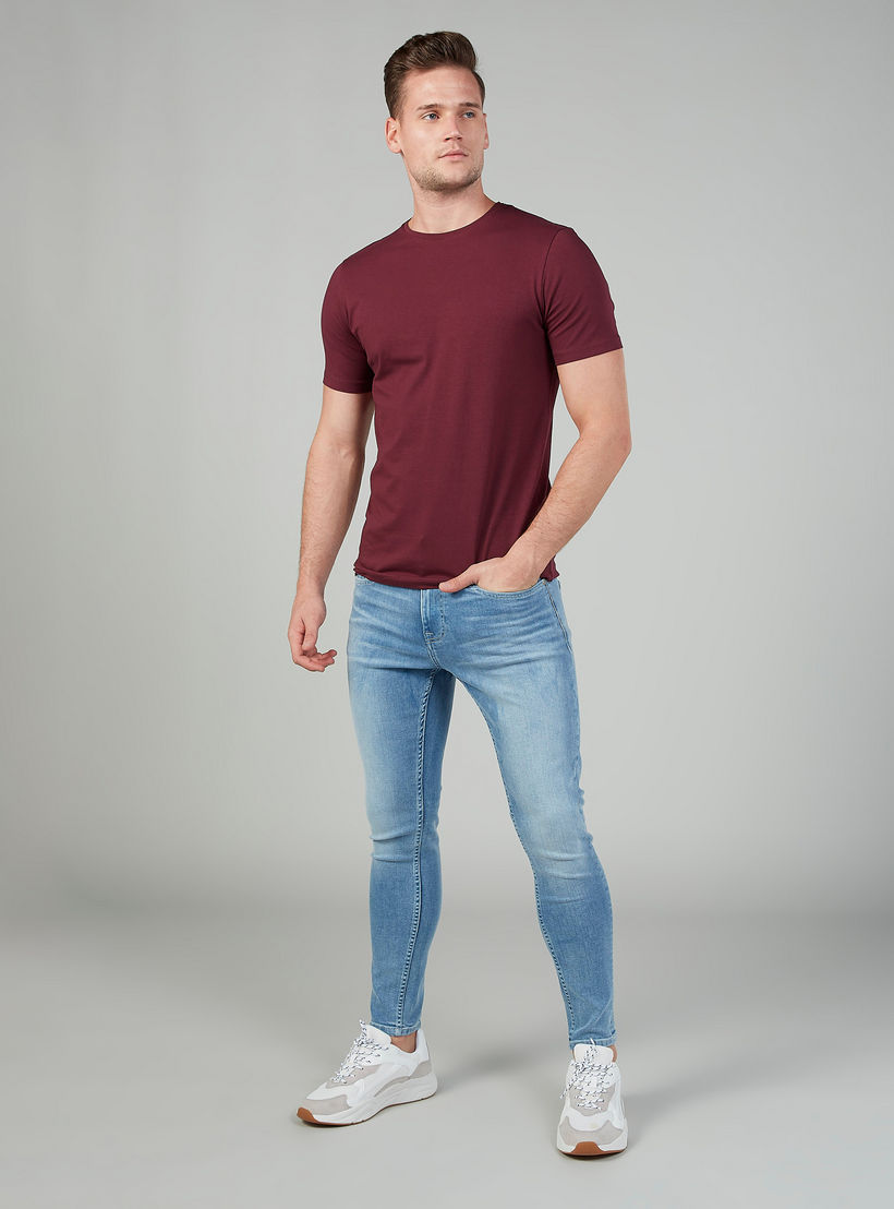 Plain T-shirt with Round Neck and Short Sleeves-men-clothing-tshirtsandpolos-tshirts-image-2