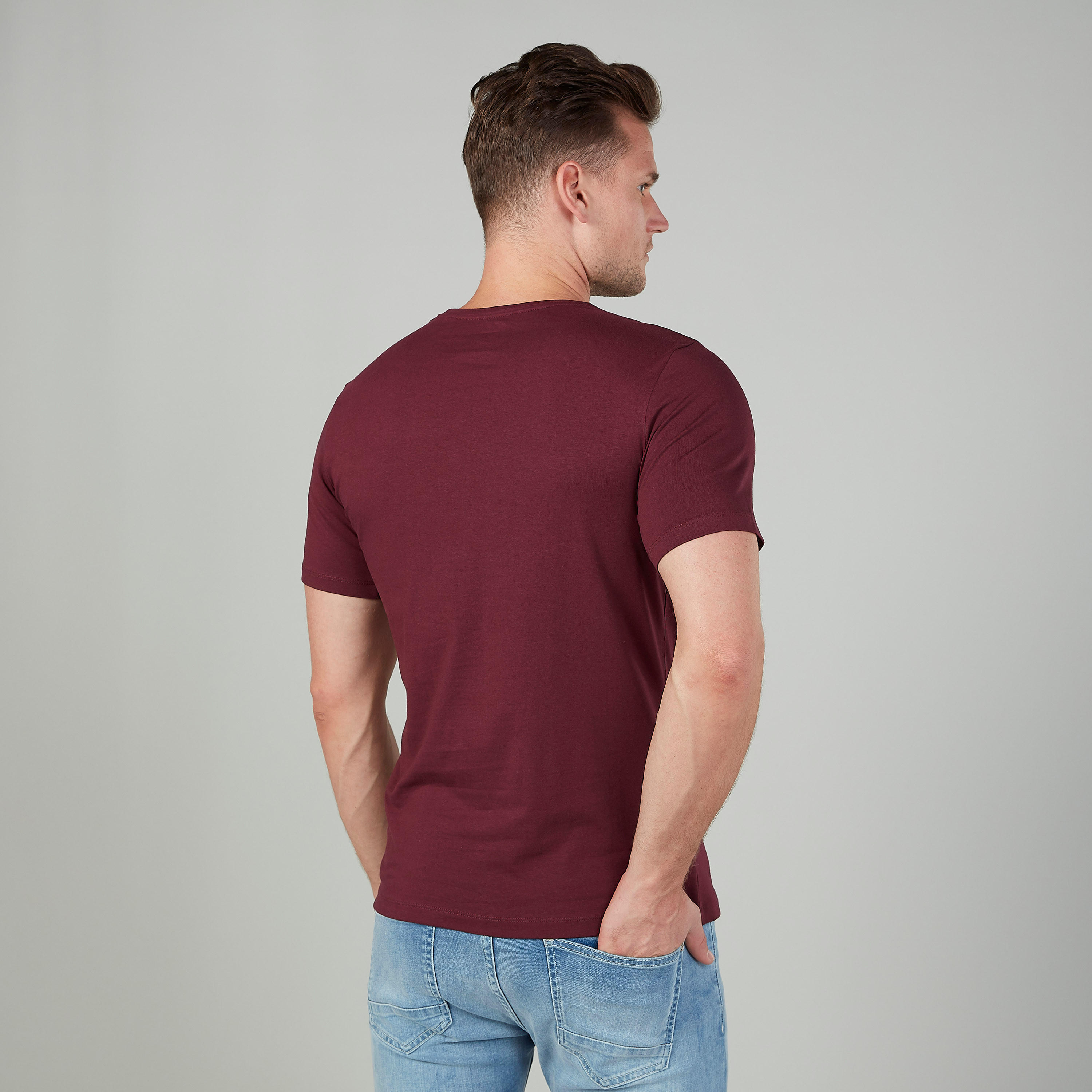 Plain T-shirt with Round Neck and Short Sleeves-men-clothing-tshirtsandpolos-tshirts-image-3