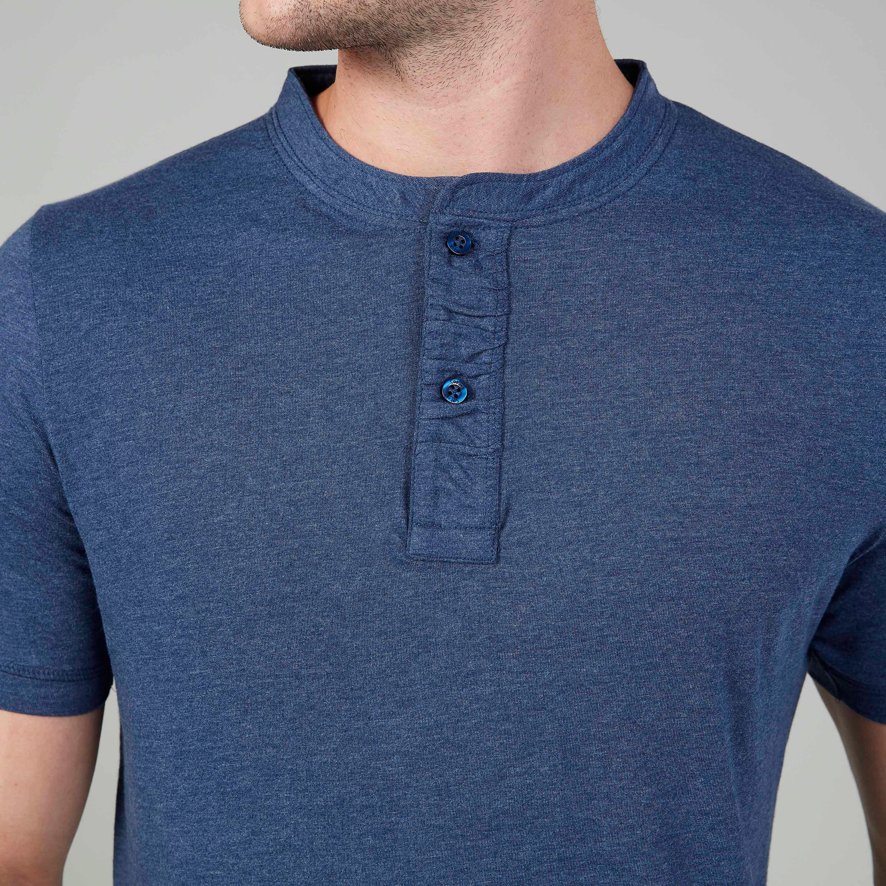 Textured T-shirt with Henley Neck and Short Sleeves-men-clothing-tshirtsandpolos-tshirts-image-3