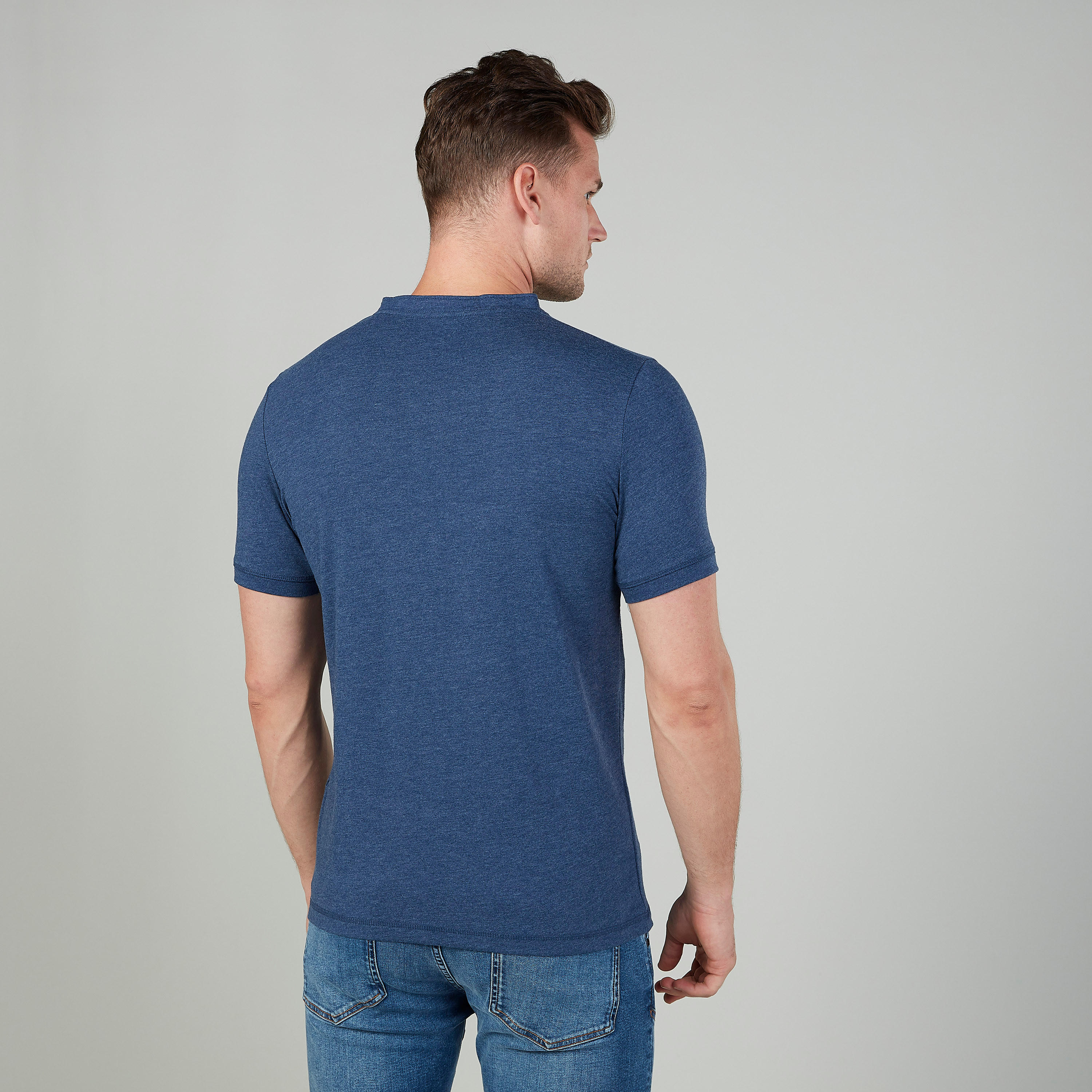 Textured T-shirt with Henley Neck and Short Sleeves-men-clothing-tshirtsandpolos-tshirts-image-4