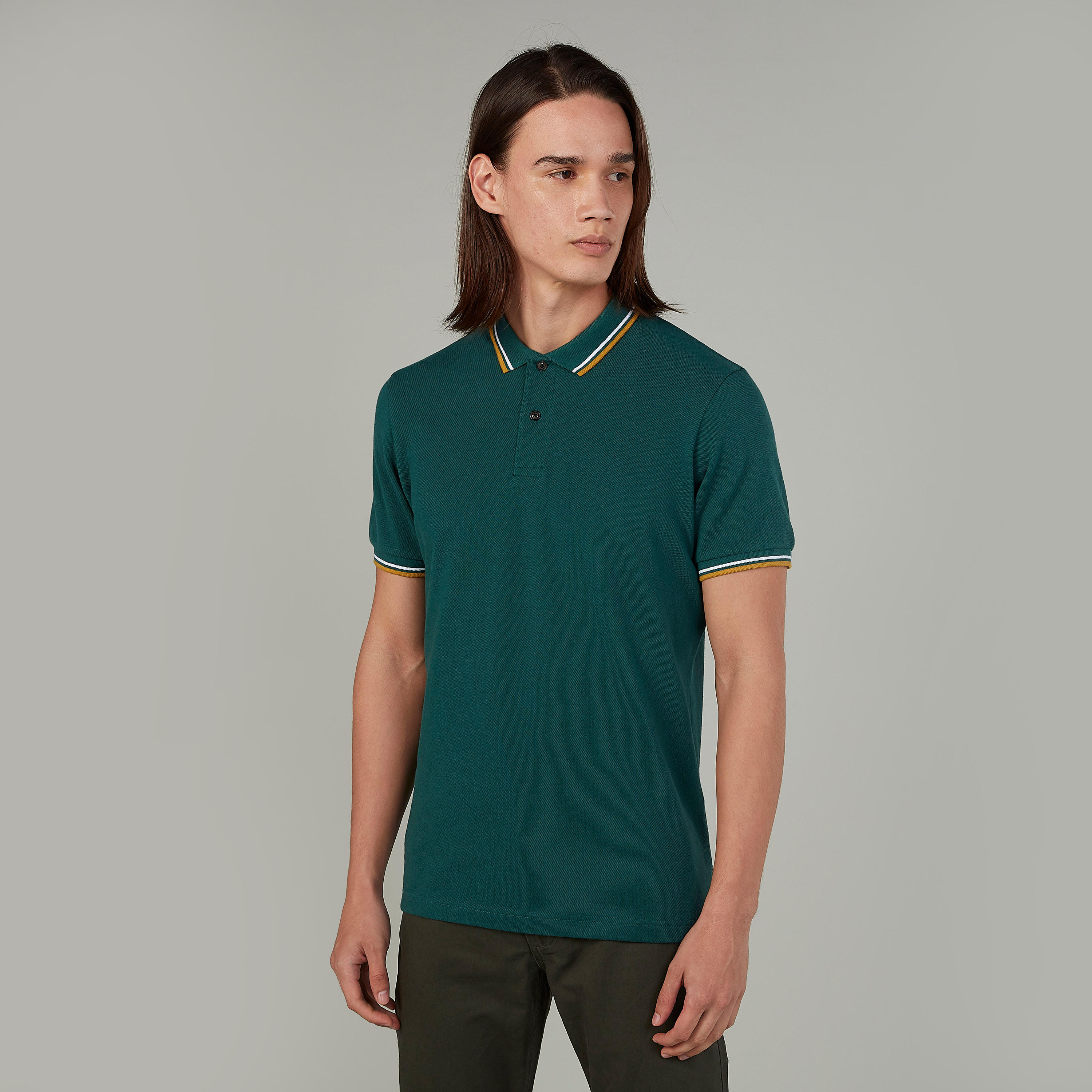 تيشيرت بولو بارز الملمس بأكمام قصيرة-men-clothing-tshirtsandpolos-polos-image-1
