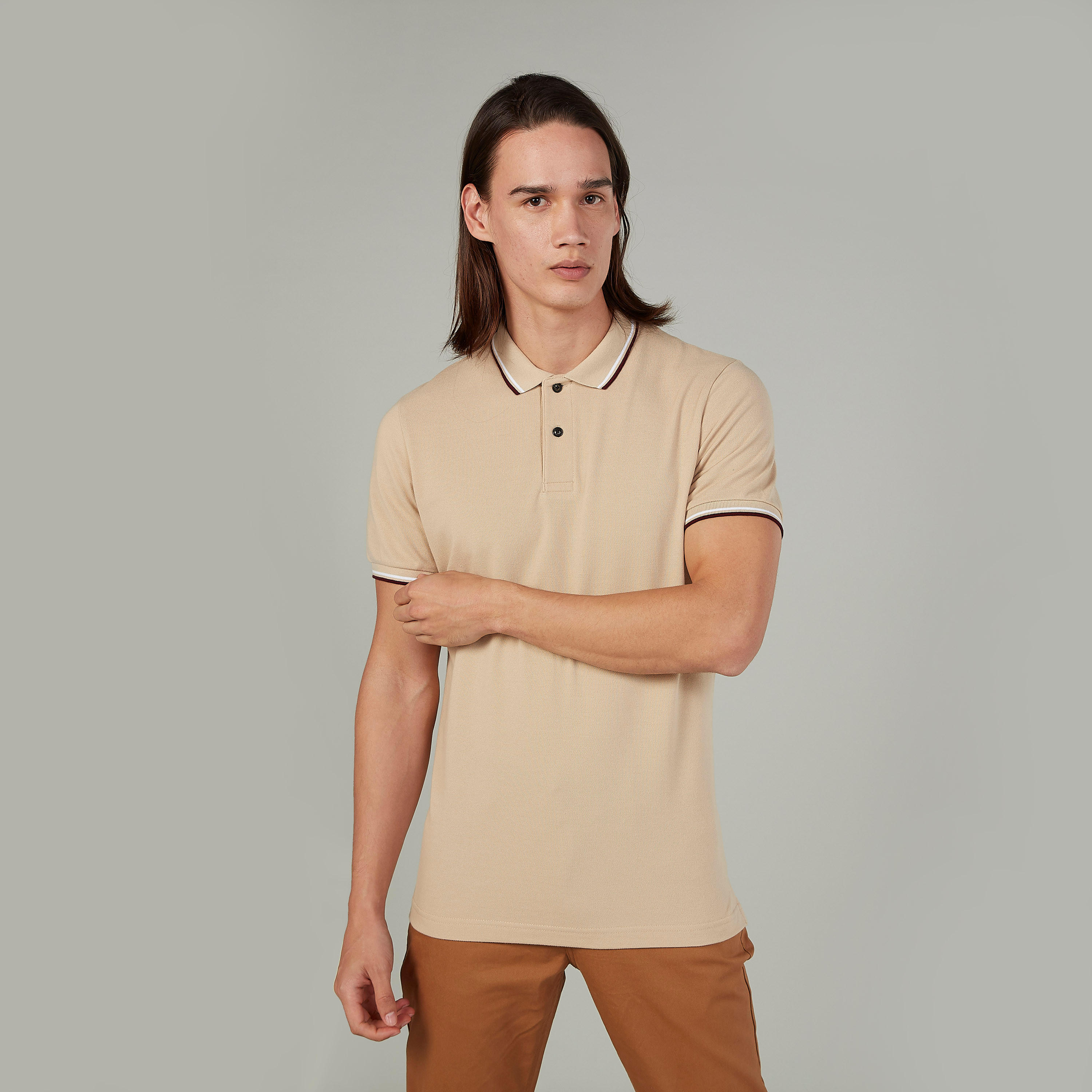 تيشيرت بولو بارز الملمس بأكمام قصيرة-men-clothing-tshirtsandpolos-polos-image-1