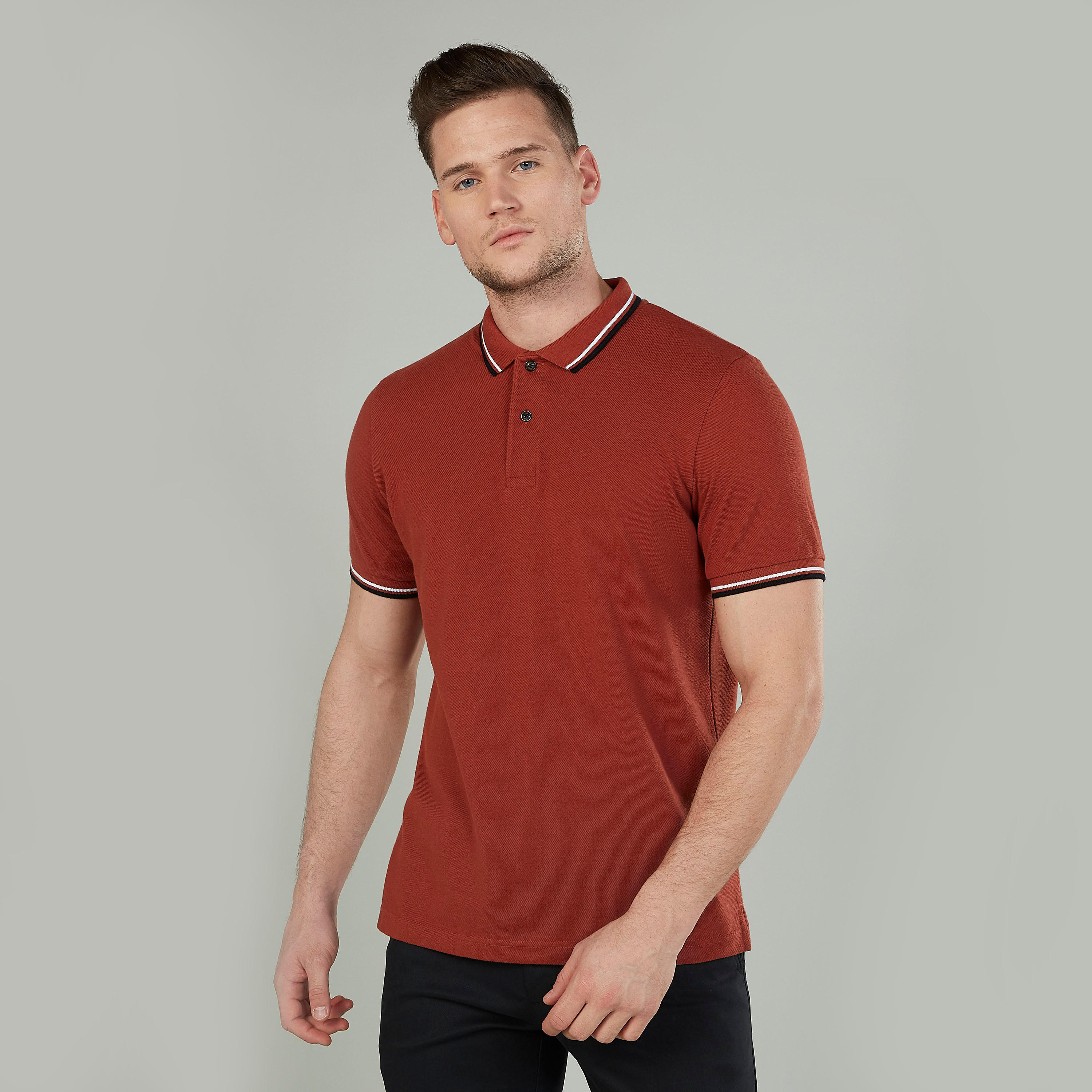 تيشيرت بولو سادة بأكمام قصيرة-men-clothing-tshirtsandpolos-polos-image-1