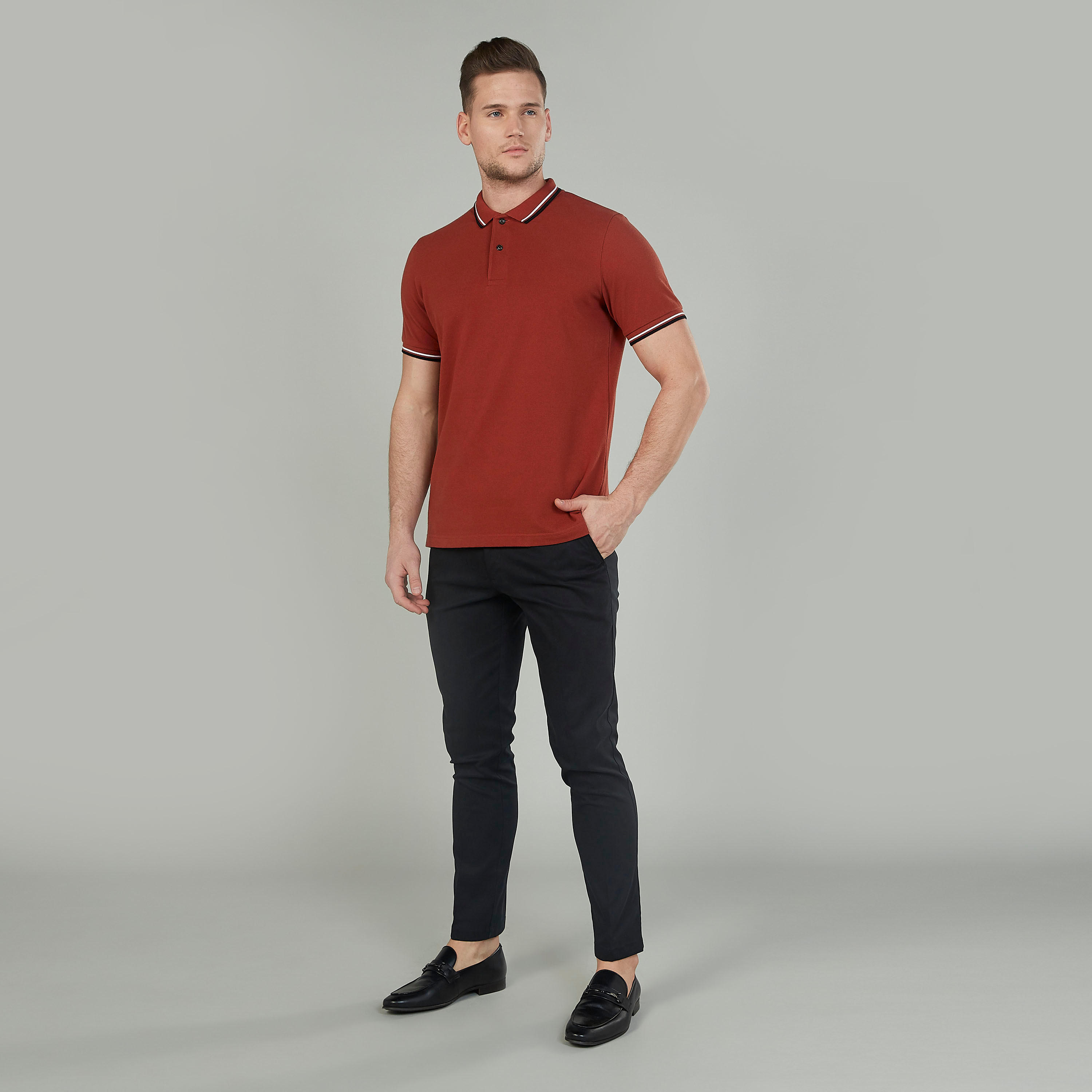 تيشيرت بولو سادة بأكمام قصيرة-men-clothing-tshirtsandpolos-polos-image-2
