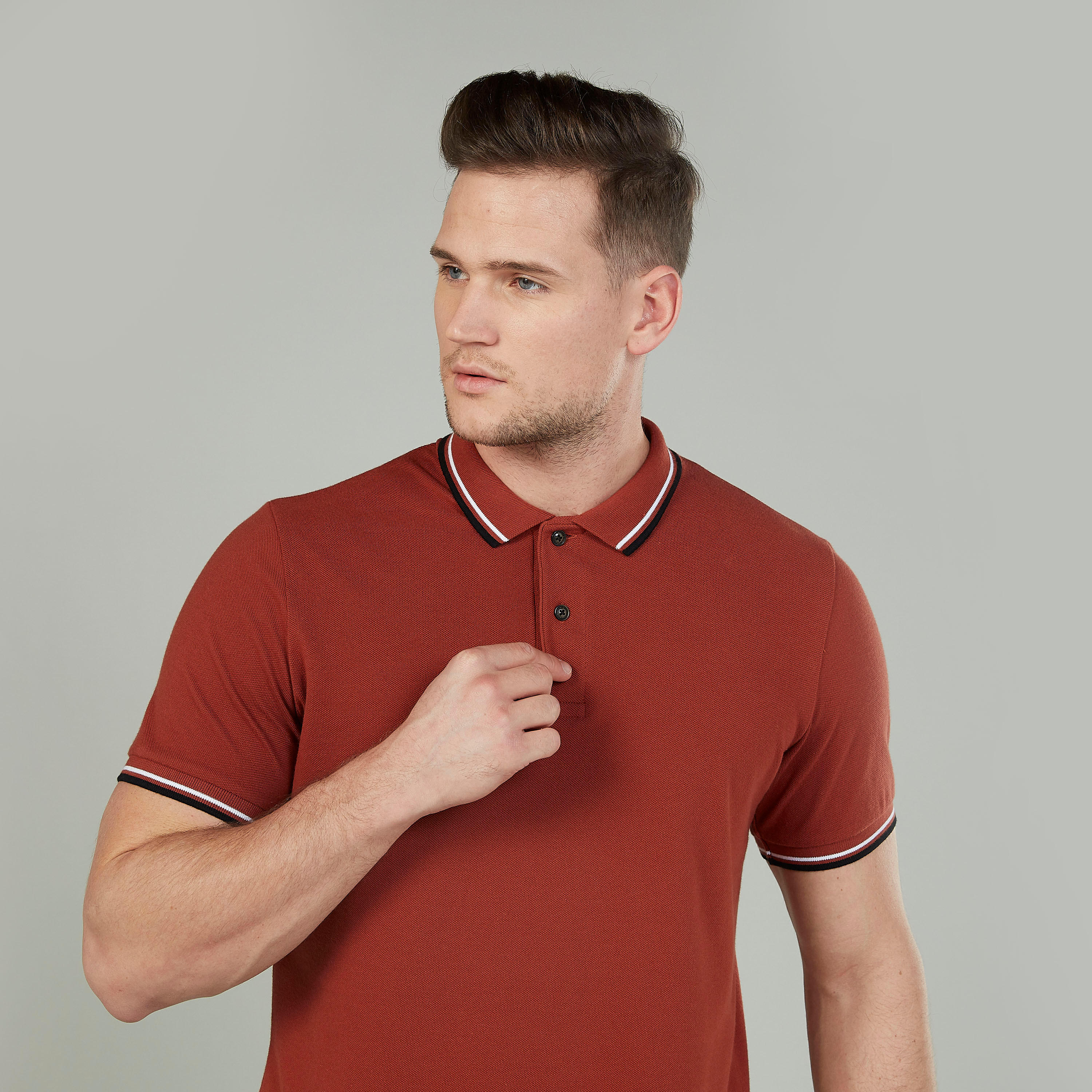 تيشيرت بولو سادة بأكمام قصيرة-men-clothing-tshirtsandpolos-polos-image-3