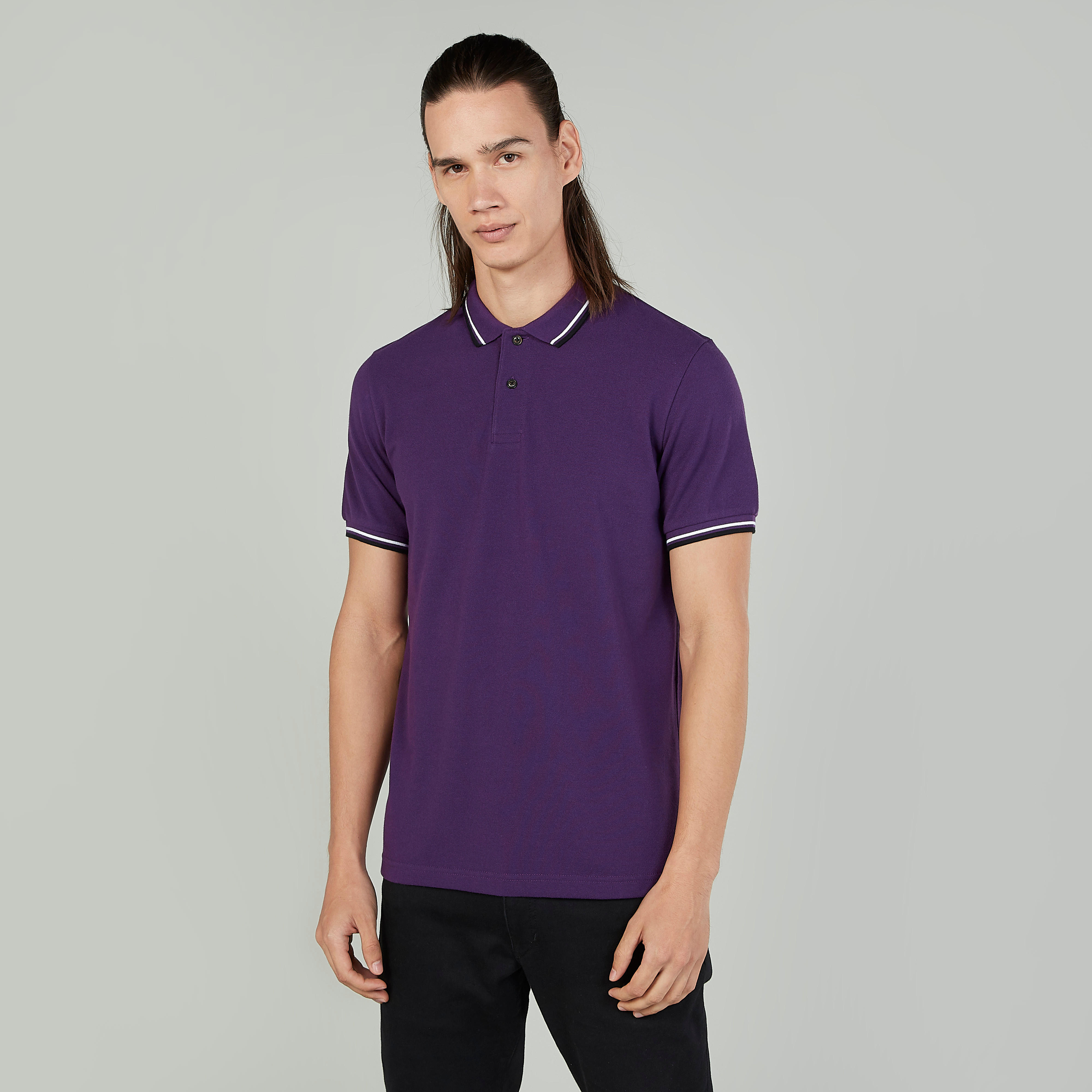 تيشيرت بولو بارز الملمس بأكمام قصيرة-men-clothing-tshirtsandpolos-polos-image-1