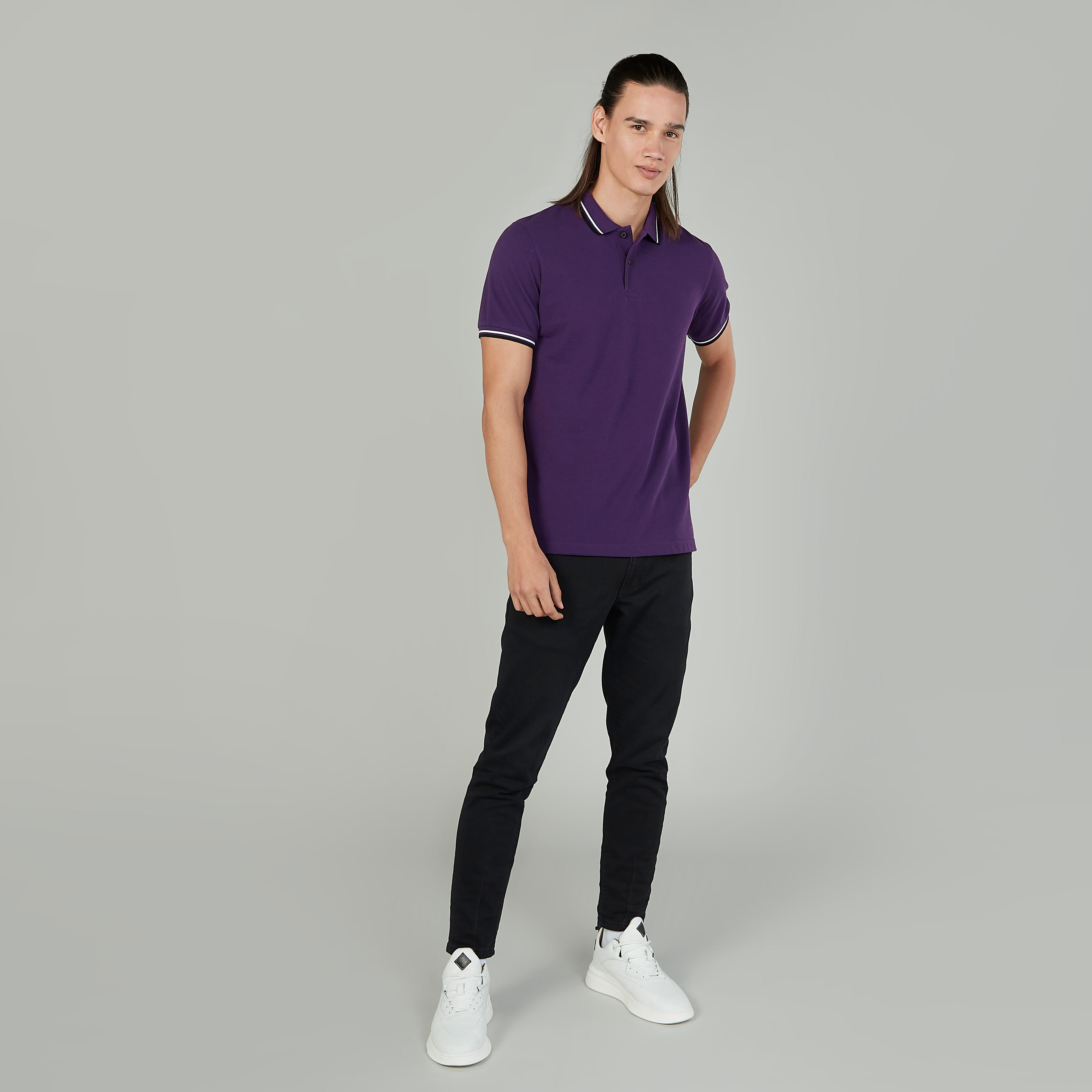 تيشيرت بولو بارز الملمس بأكمام قصيرة-men-clothing-tshirtsandpolos-polos-image-2