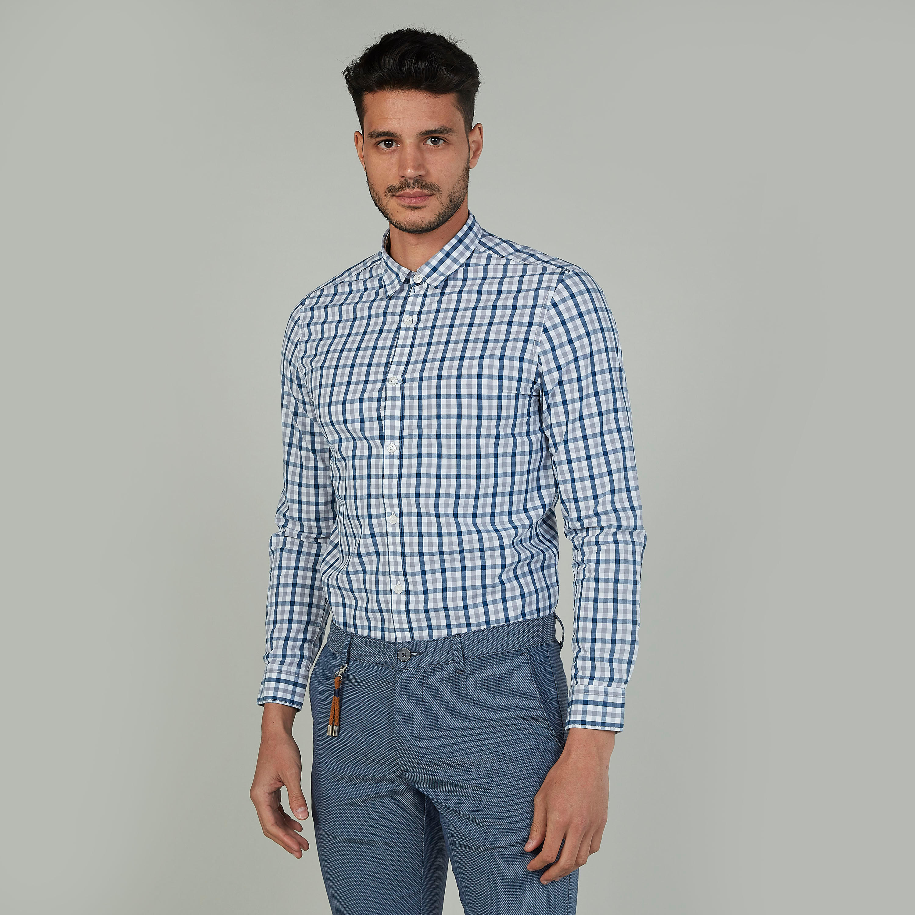 قميص مستدام كاروهات بياقة عادية وأكمام طويلة-men-clothing-shirts-image-1