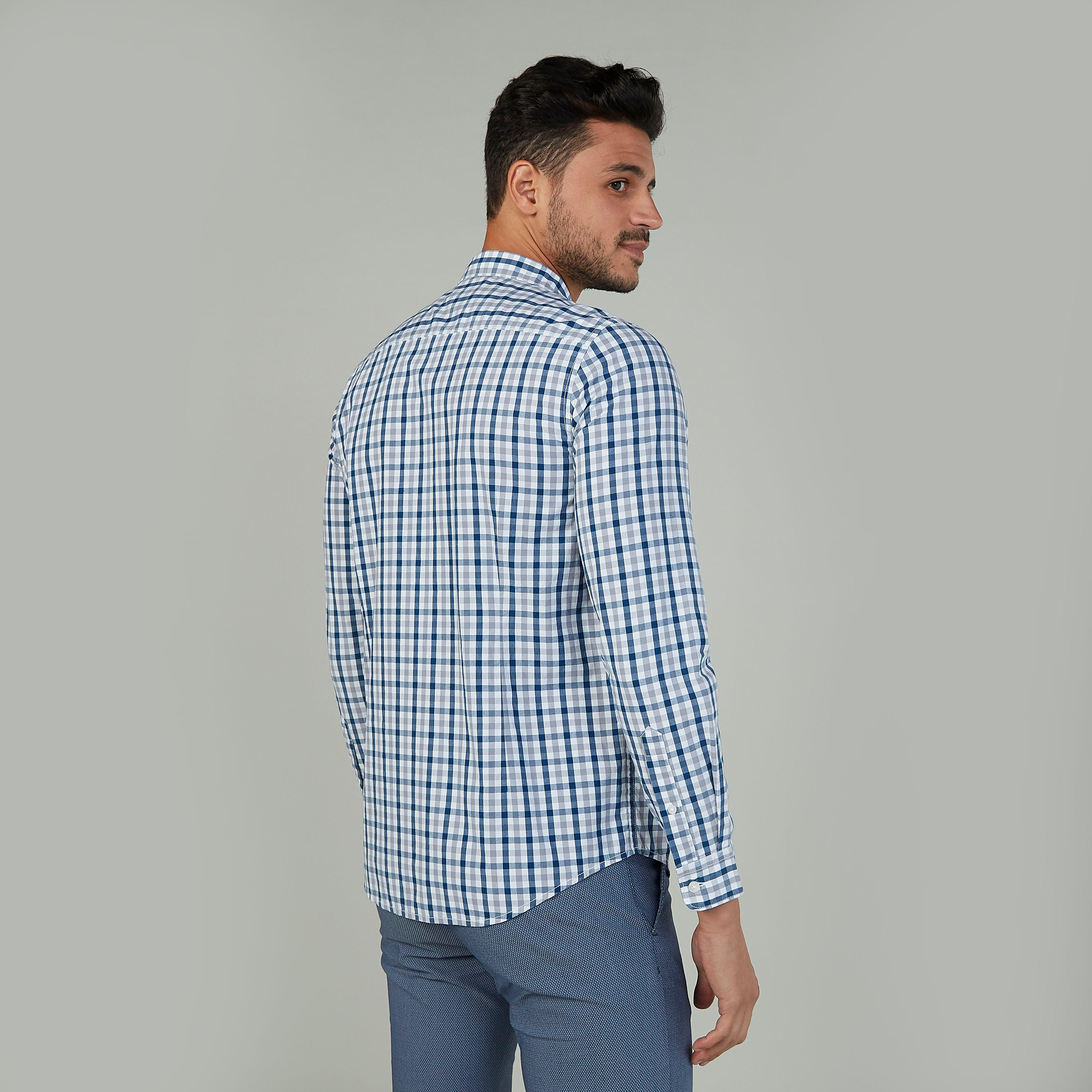 قميص مستدام كاروهات بياقة عادية وأكمام طويلة-men-clothing-shirts-image-4