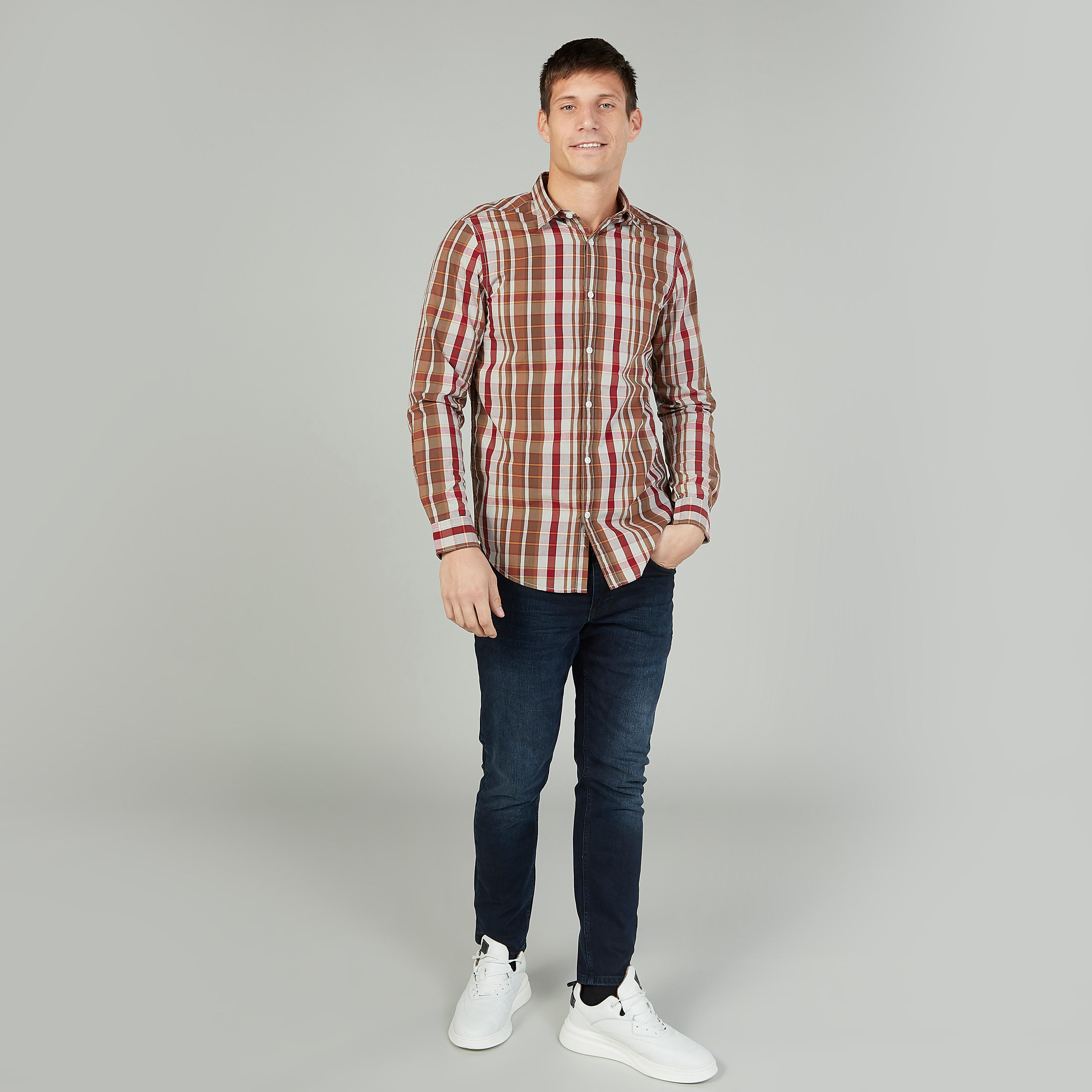 قميص سليم فيت مربعات بأكمام طويلة-men-clothing-shirts-image-2