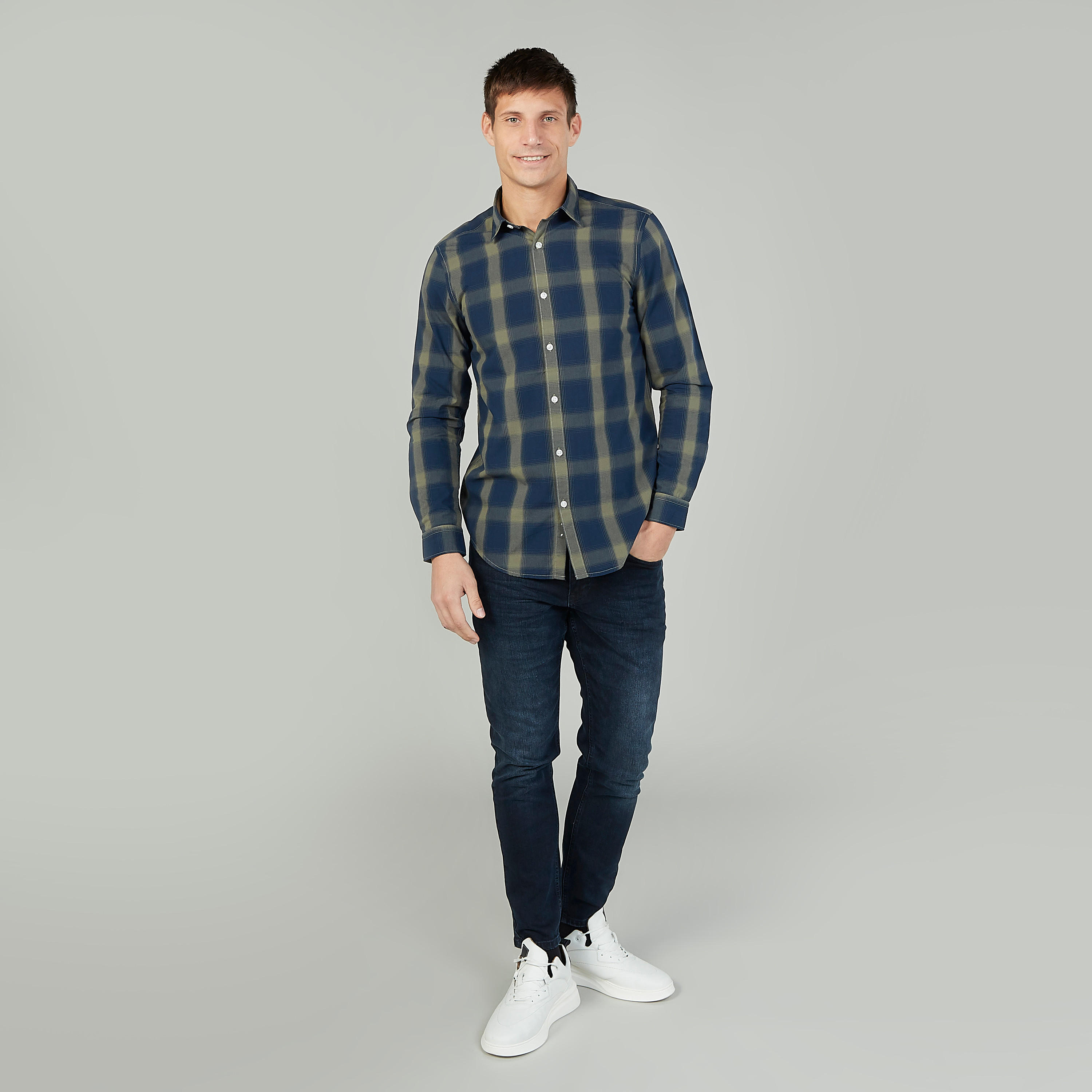 Slim Fit Checked Shirt with Long Sleeves-men-clothing-shirts-image-2