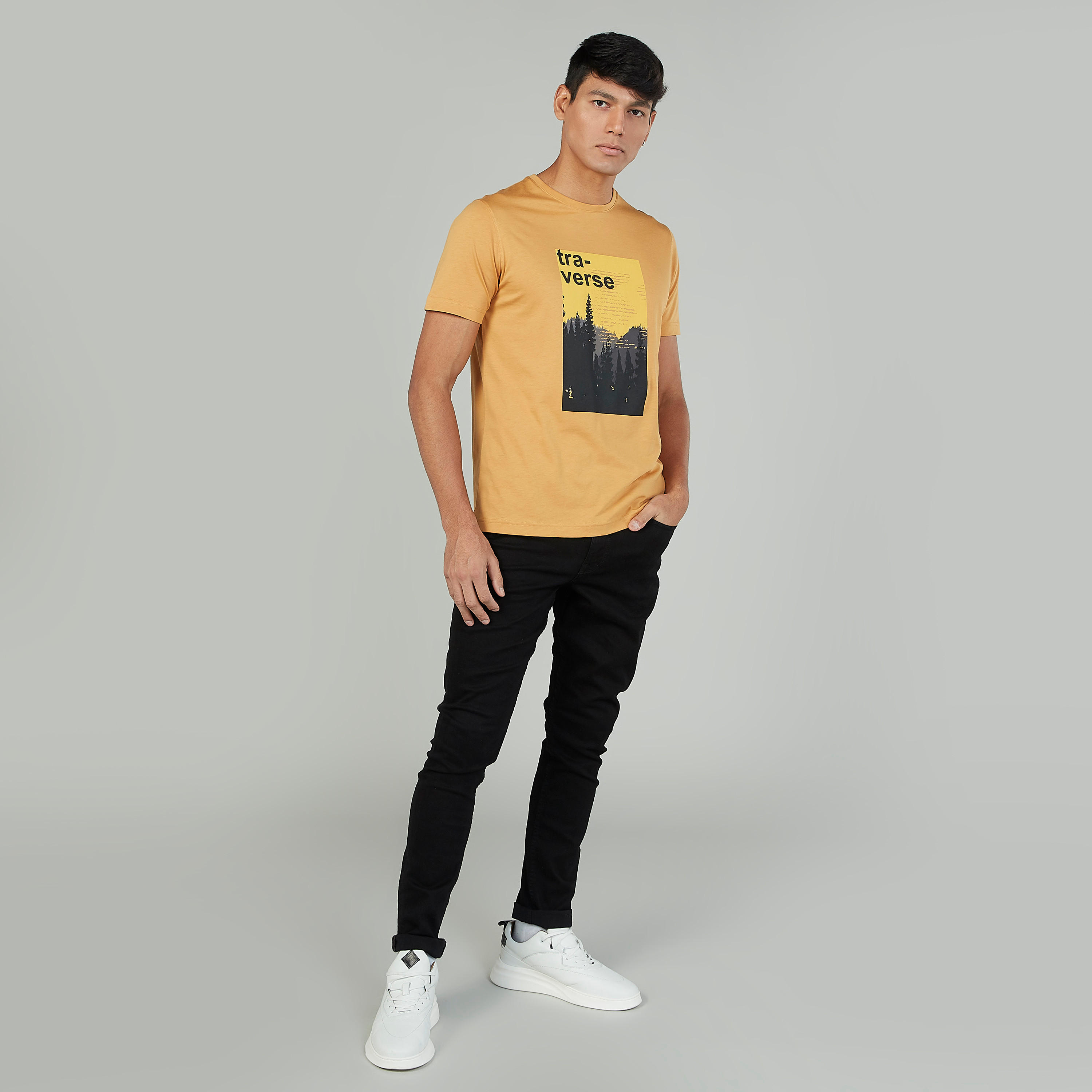 فستان قميص مستدام سادة متوسط الطول بأكمام 3/4 -men-clothing-tshirtsandpolos-tshirts-image-2