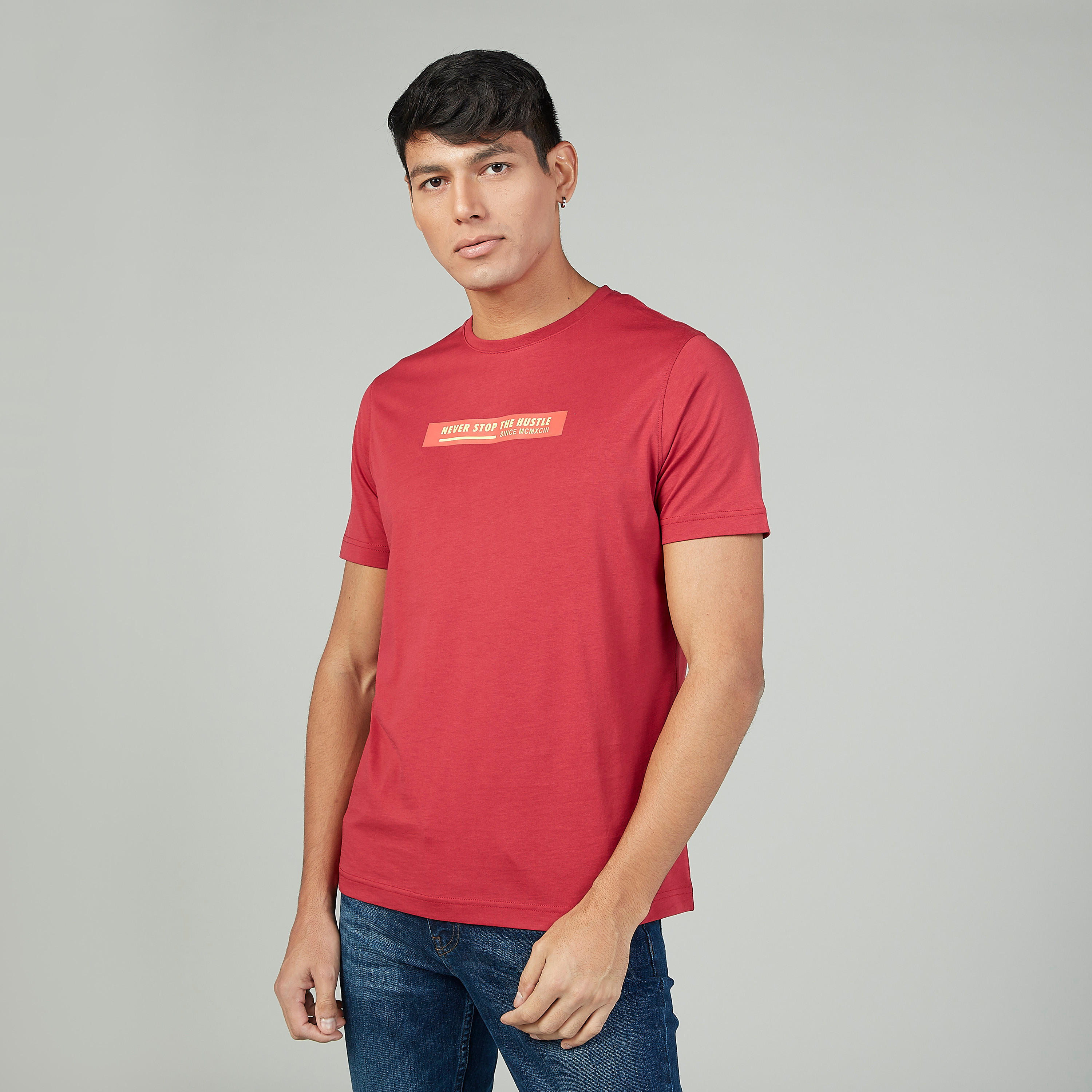 فستان قميص مستدام سادة متوسط الطول بأكمام 3/4 -men-clothing-tshirtsandpolos-tshirts-image-1
