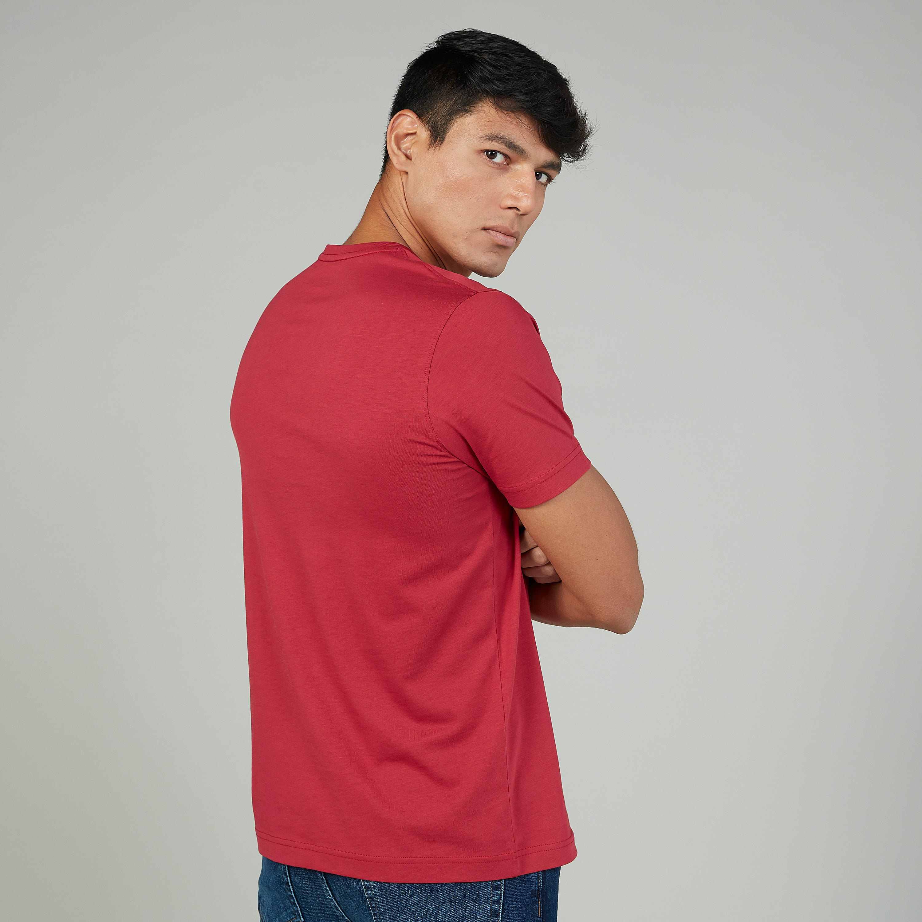 فستان قميص مستدام سادة متوسط الطول بأكمام 3/4 -men-clothing-tshirtsandpolos-tshirts-image-4
