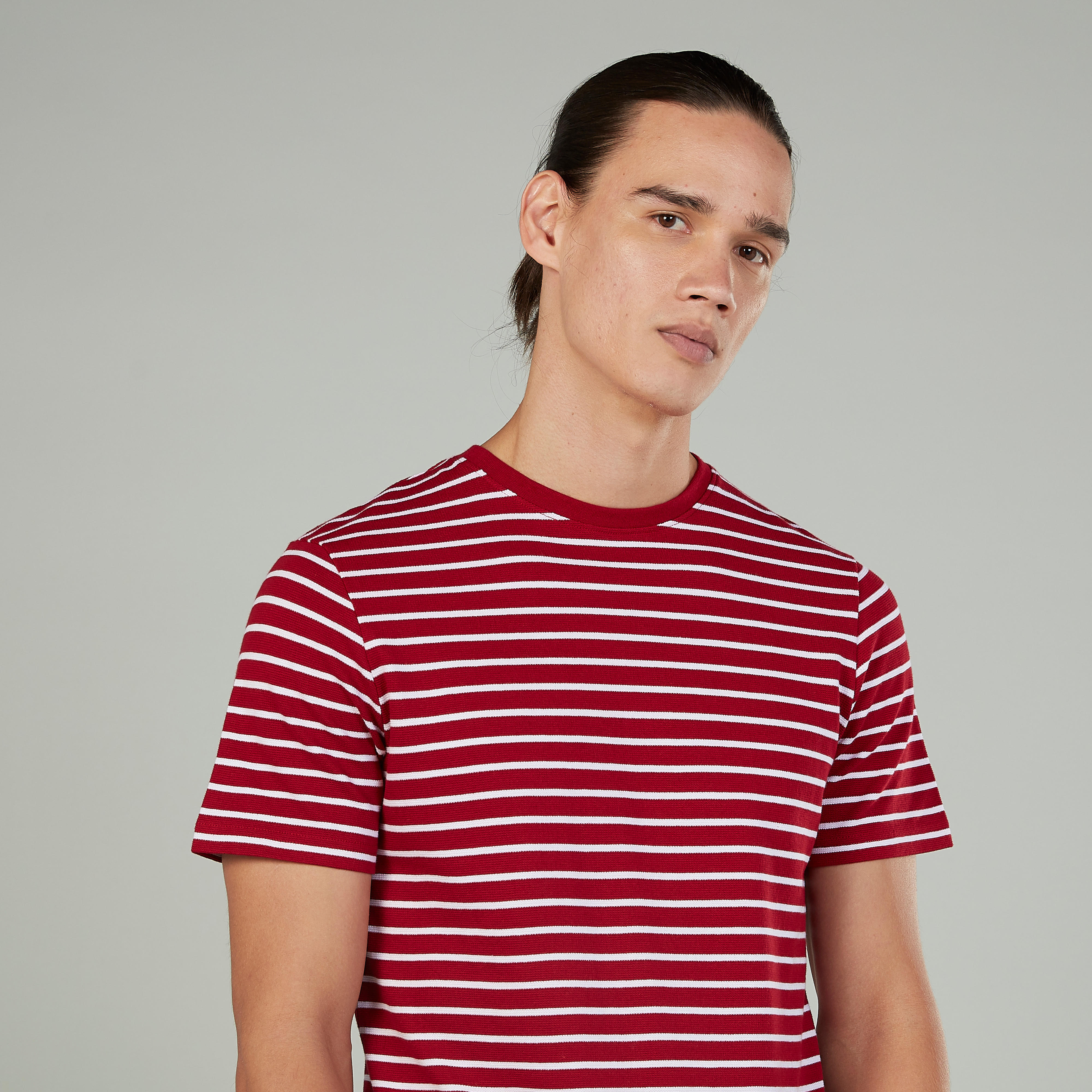 Slim Fit Striped T-shirt with Crew Neck and Short Sleeves-men-clothing-tshirtsandpolos-tshirts-image-3