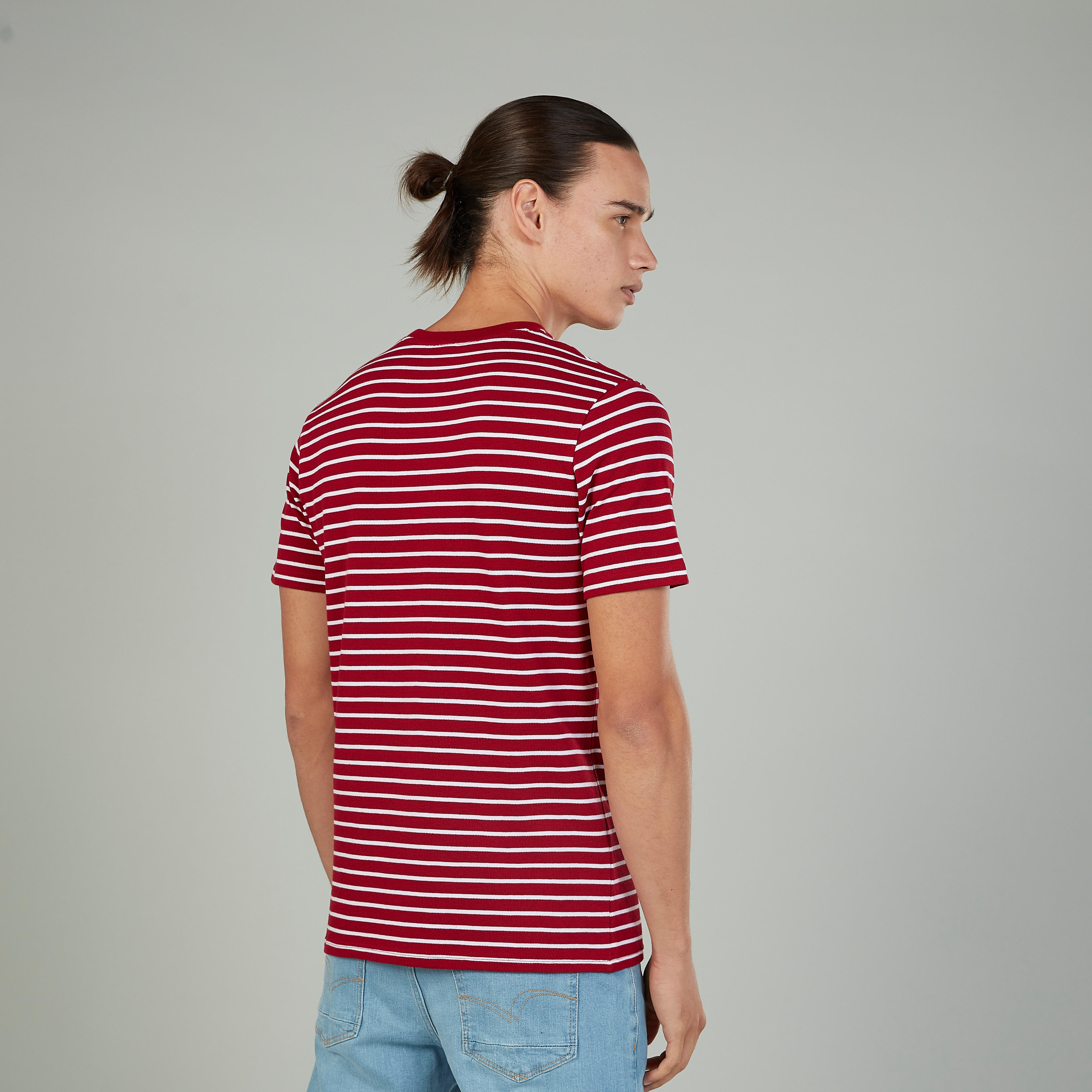 Slim Fit Striped T-shirt with Crew Neck and Short Sleeves-men-clothing-tshirtsandpolos-tshirts-image-4