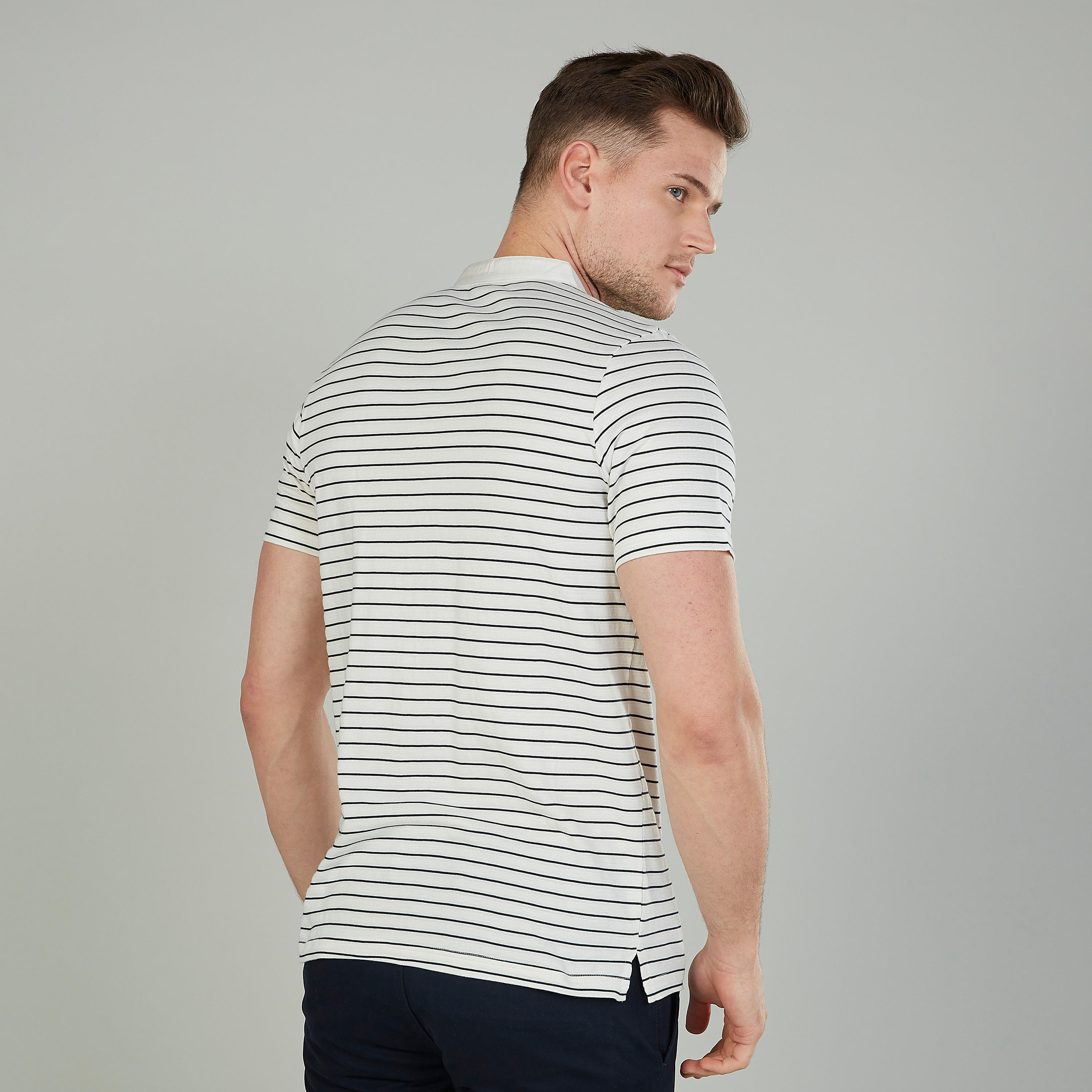 تيشيرت مخطط سليم بياقة هينلي وأكمام قصيرة-men-clothing-tshirtsandpolos-tshirts-image-4