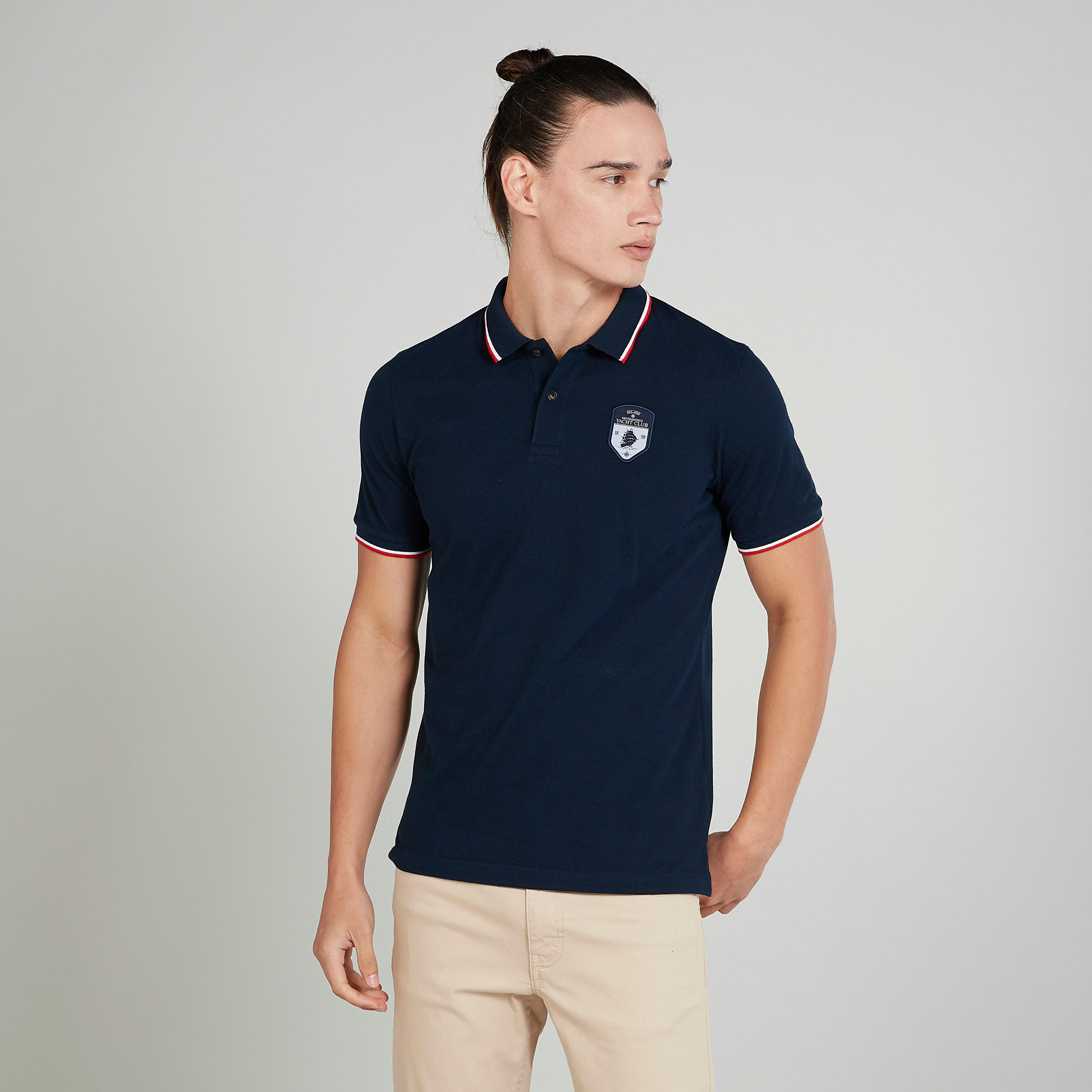 Slim Fit Plain Polo T-shirt with Short Sleeves-men-clothing-tshirtsandpolos-polos-image-1