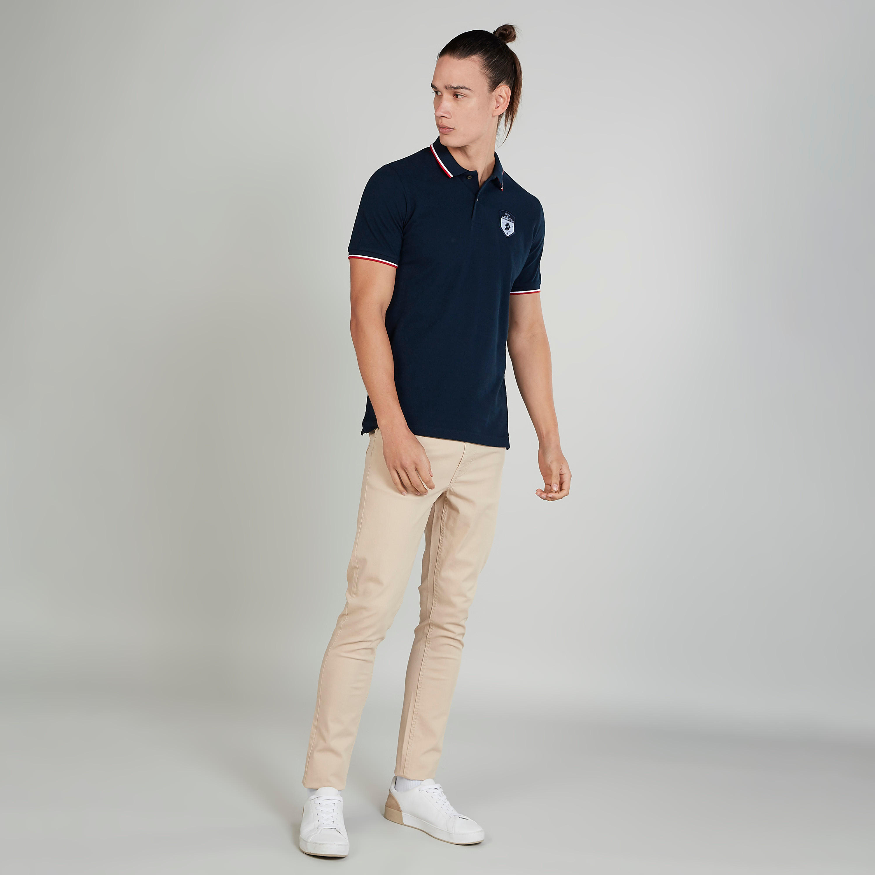 Slim Fit Plain Polo T-shirt with Short Sleeves-men-clothing-tshirtsandpolos-polos-image-2