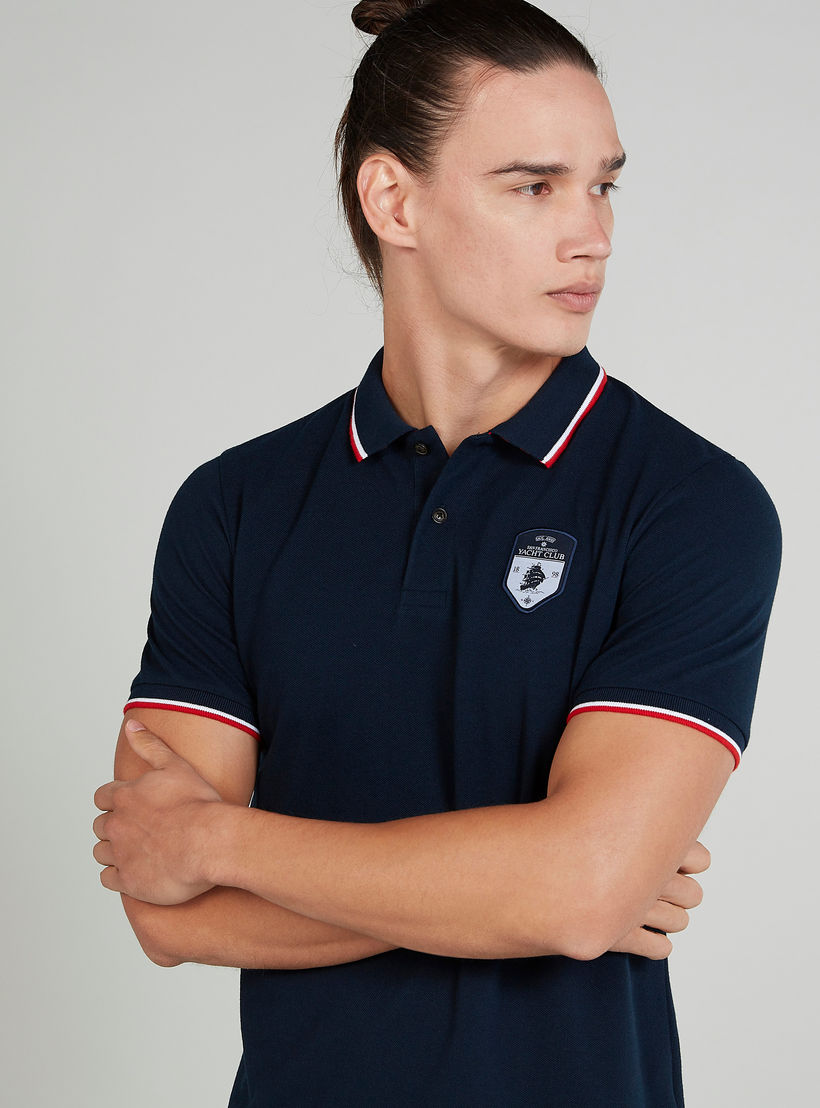 Slim Fit Plain Polo T-shirt with Short Sleeves-men-clothing-tshirtsandpolos-polos-image-3
