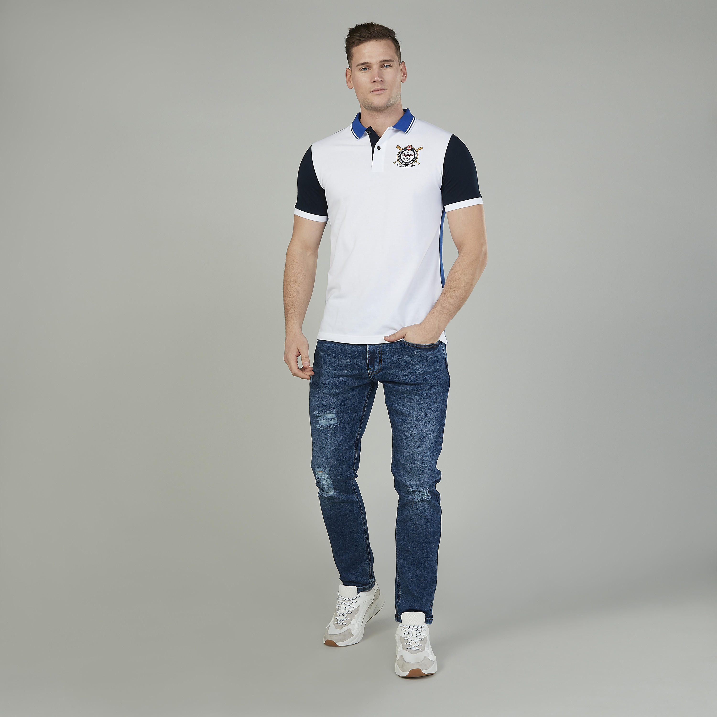 تيشيرت بولو سليم بقوالب ملوّنة  وأكمام قصيرة-men-clothing-tshirtsandpolos-polos-image-2