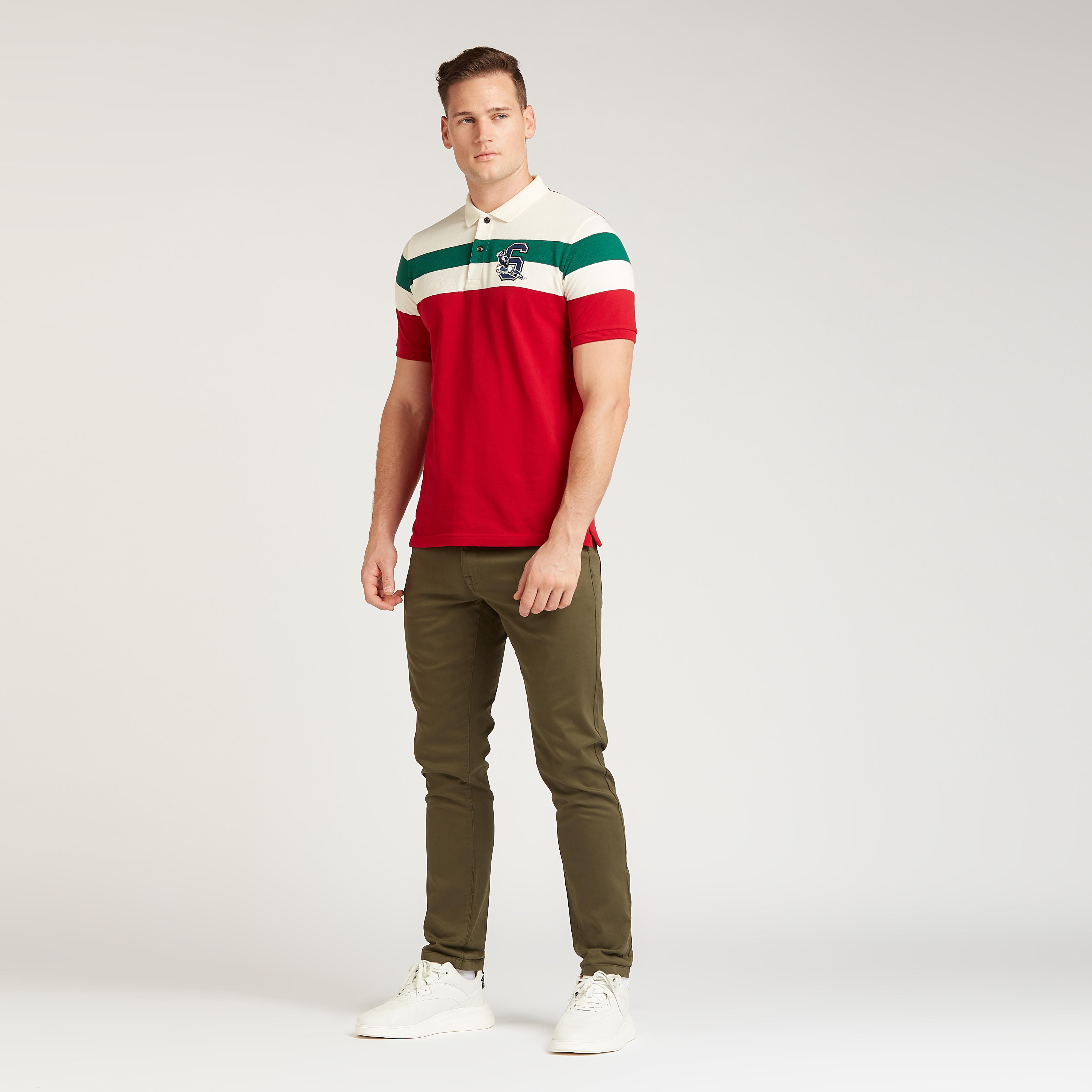تيشيرت بولو سليم مخطط بقصة سليم بأكمام قصيرة-men-clothing-tshirtsandpolos-polos-image-2