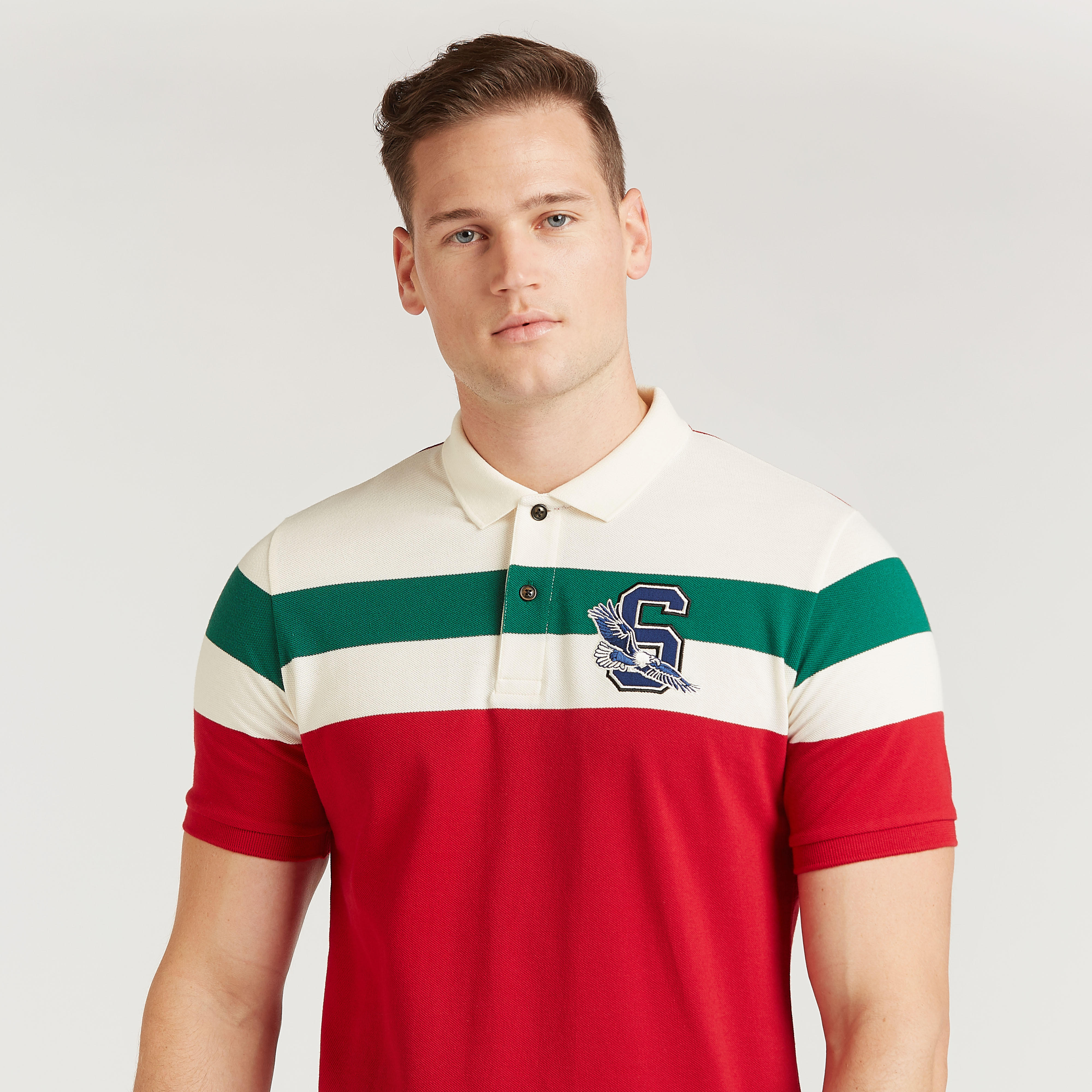 تيشيرت بولو سليم مخطط بقصة سليم بأكمام قصيرة-men-clothing-tshirtsandpolos-polos-image-3