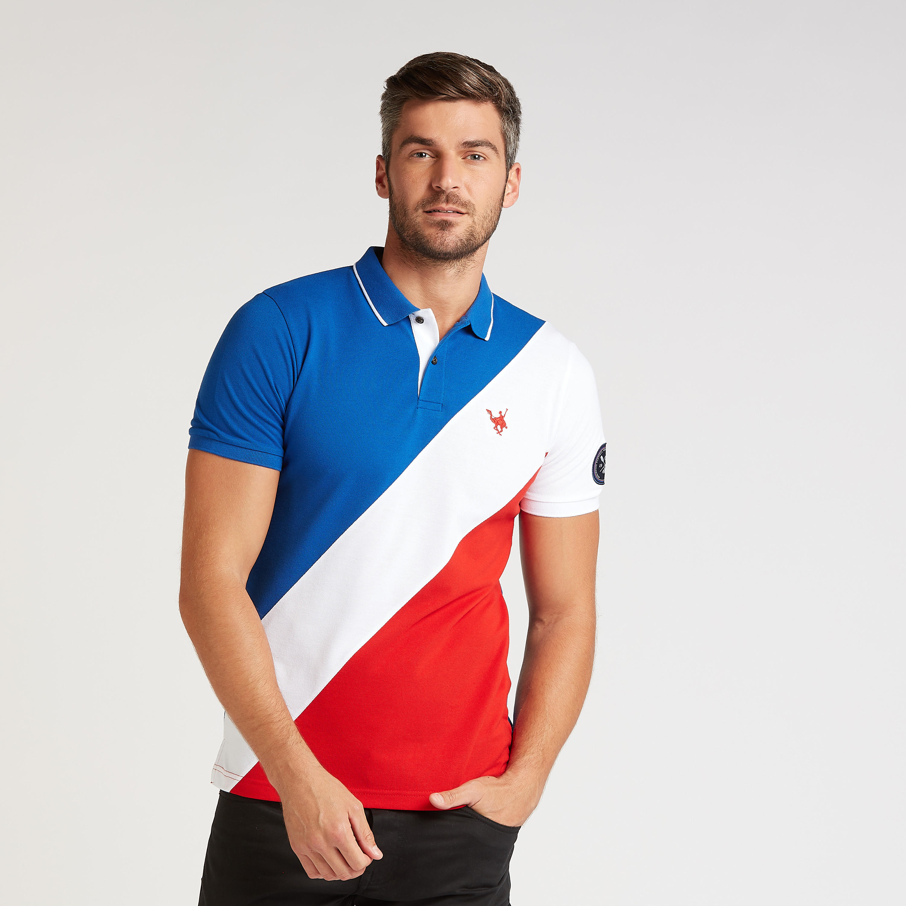 تيشيرت بولو سليم بتصاميم مغايرة وأكمام قصيرة-men-clothing-tshirtsandpolos-polos-image-1