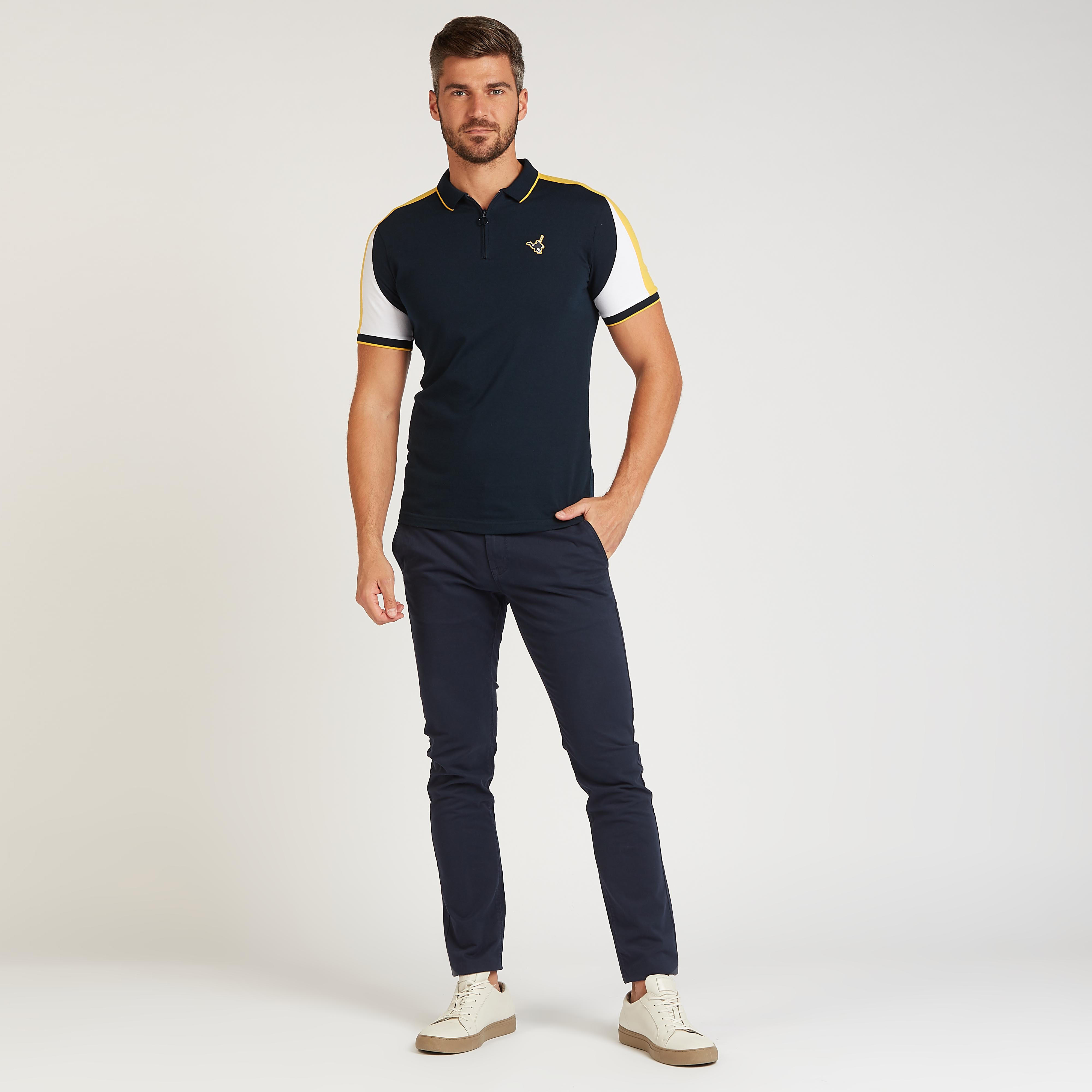 Slim Fit Colourblock Polo T-shirt with Short Sleeves-men-clothing-tshirtsandpolos-polos-image-2