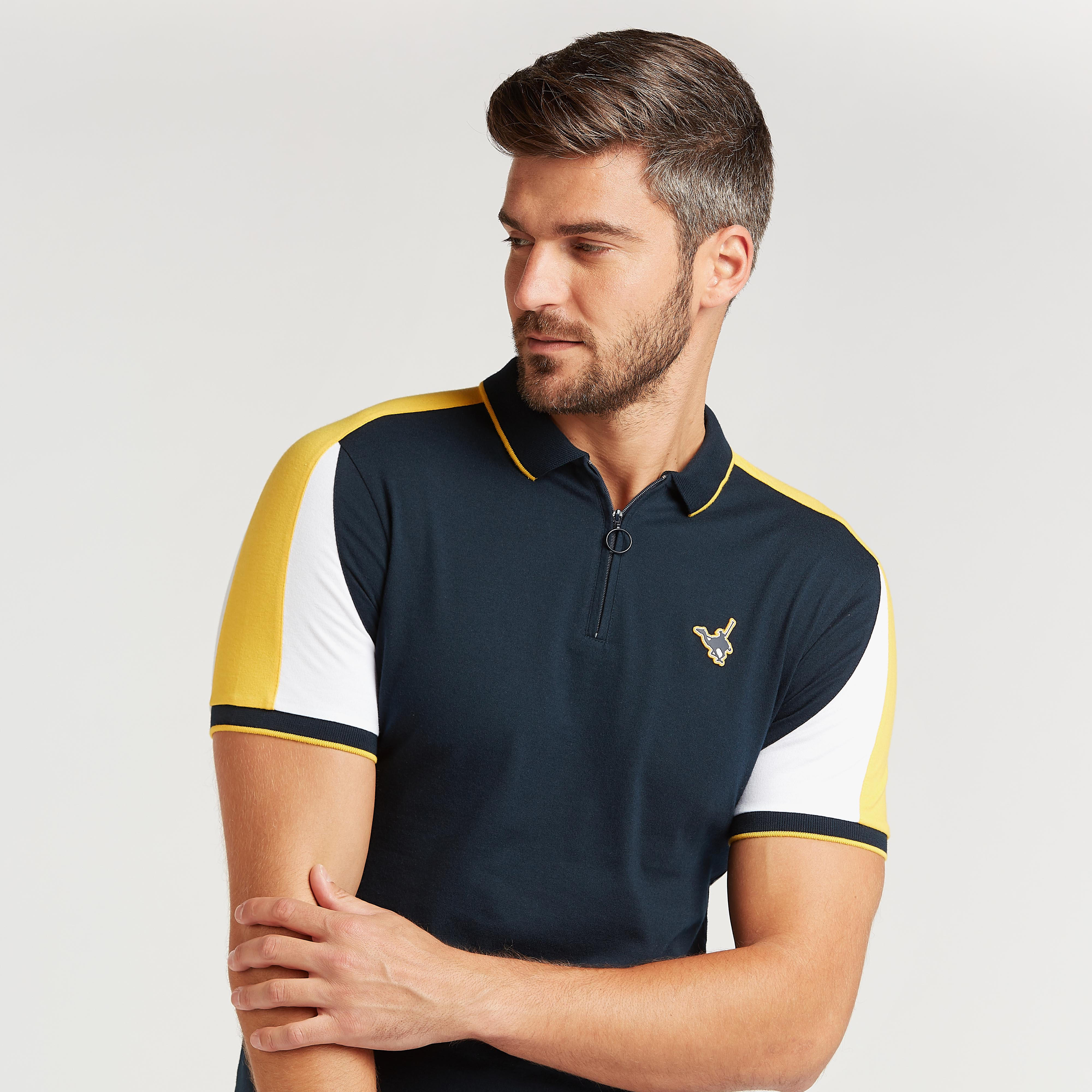 Slim Fit Colourblock Polo T-shirt with Short Sleeves-men-clothing-tshirtsandpolos-polos-image-3