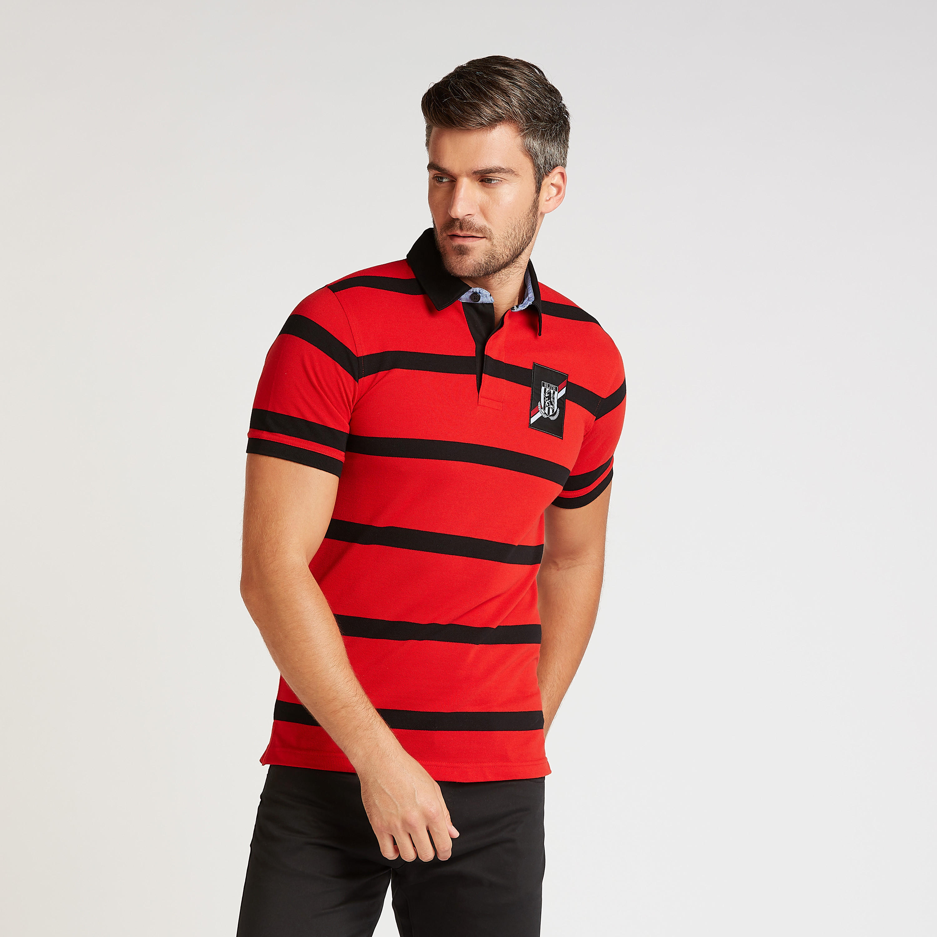 تيشيرت بولو سليم مخطّط بأكمام قصيرة-men-clothing-tshirtsandpolos-polos-image-1