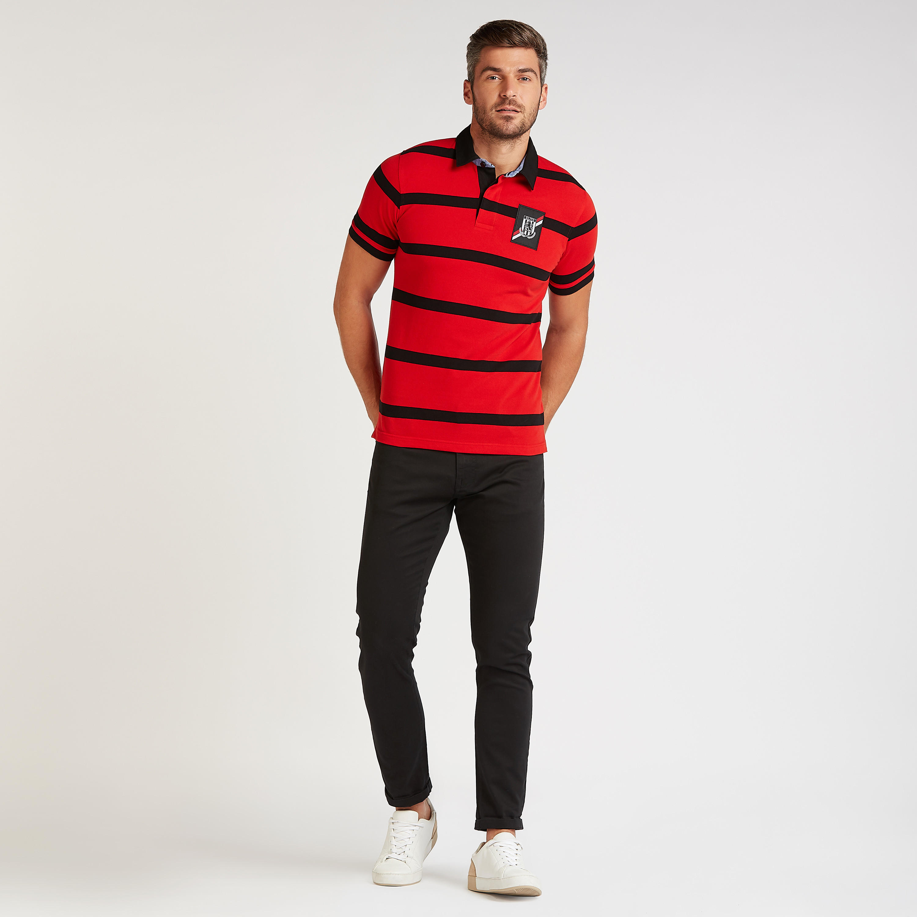 تيشيرت بولو سليم مخطّط بأكمام قصيرة-men-clothing-tshirtsandpolos-polos-image-2