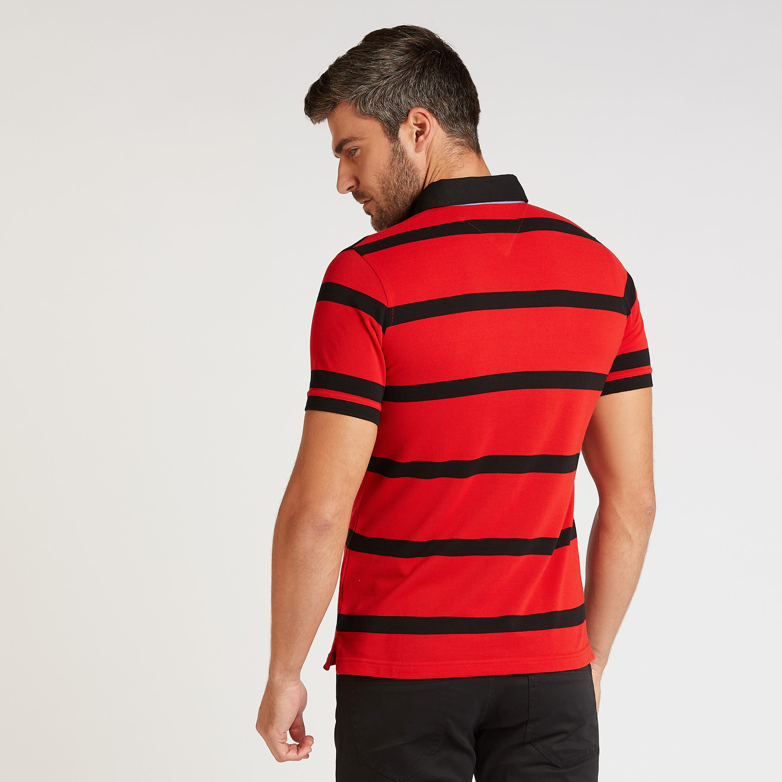 تيشيرت بولو سليم مخطّط بأكمام قصيرة-men-clothing-tshirtsandpolos-polos-image-4