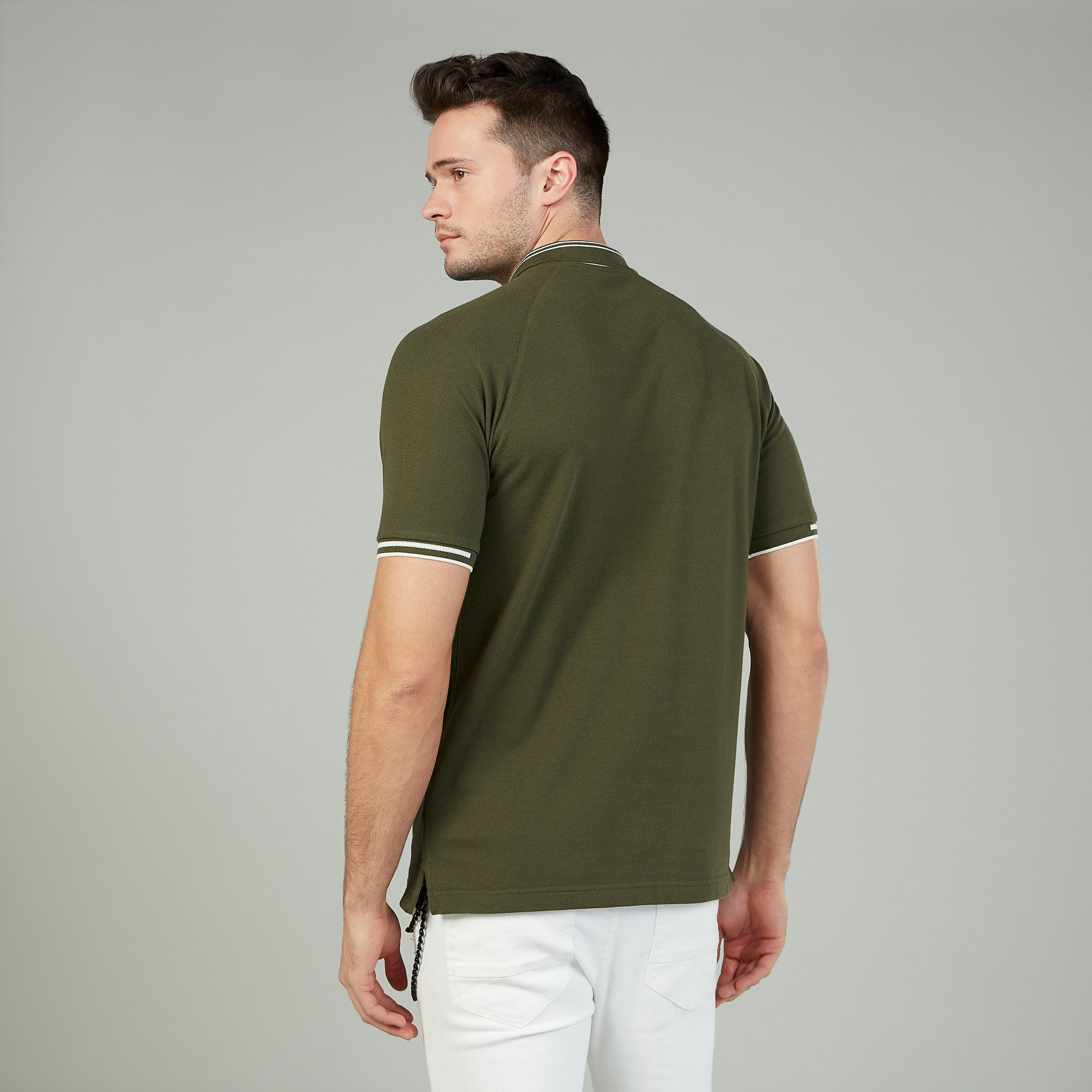 تيشيرت سليم بارز الملمس سليم بأكمام قصيرة-men-clothing-tshirtsandpolos-polos-image-2