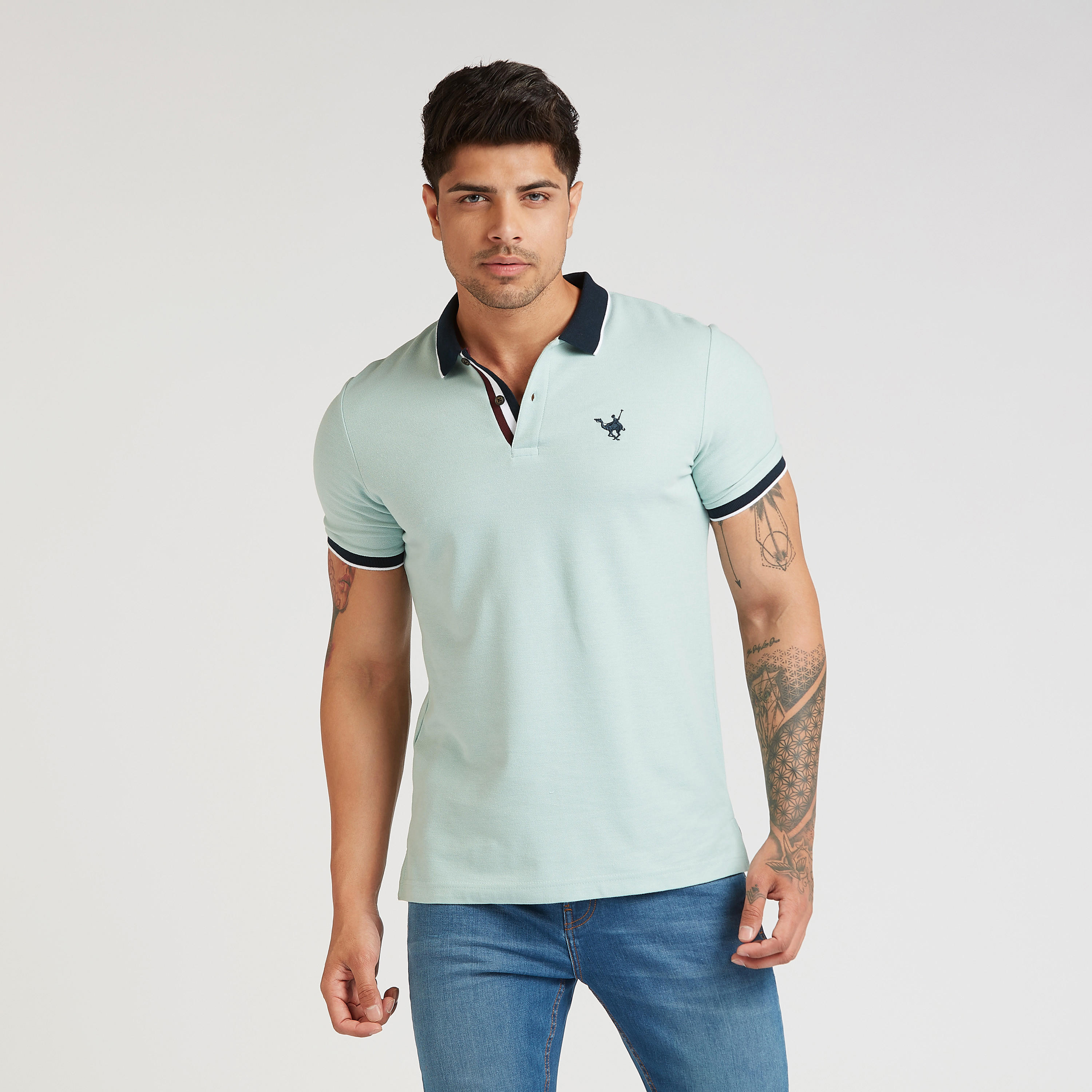 تيشيرت بولو بقصة سليم بارز الملمس بأكمام قصيرة-men-clothing-tshirtsandpolos-polos-image-7