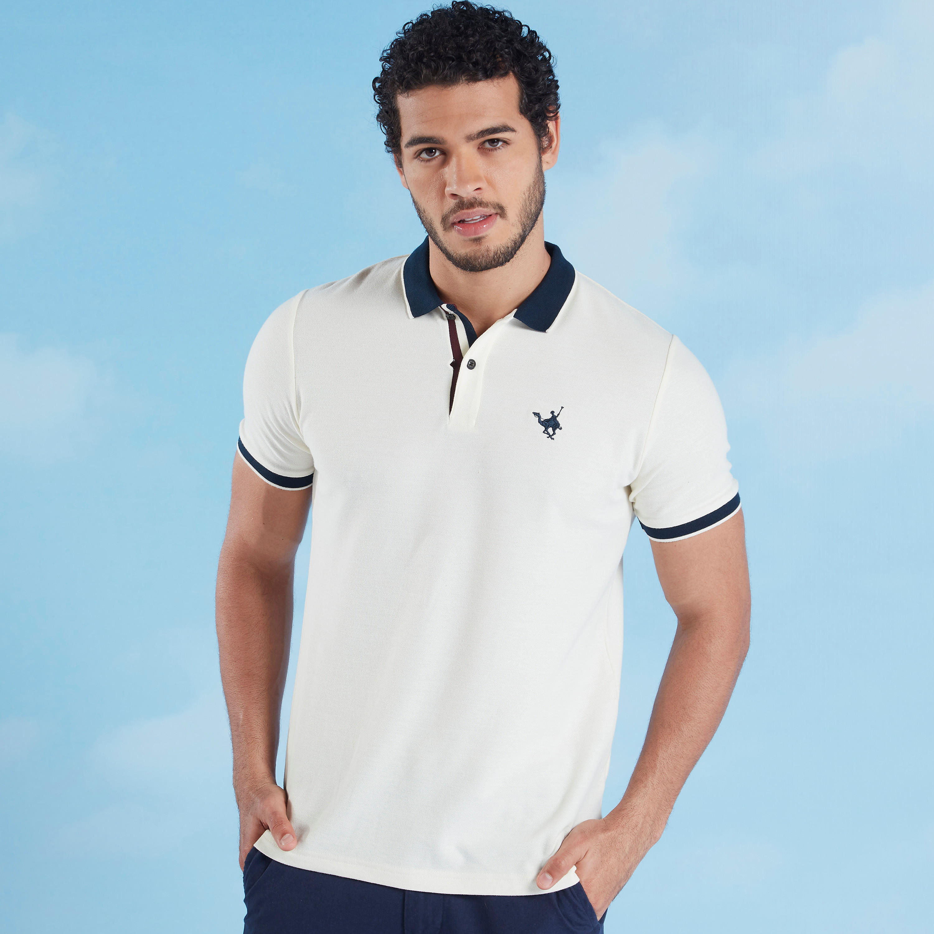 تيشيرت بولو بقصة سليم بارز الملمس بأكمام قصيرة-men-clothing-tshirtsandpolos-polos-image-17