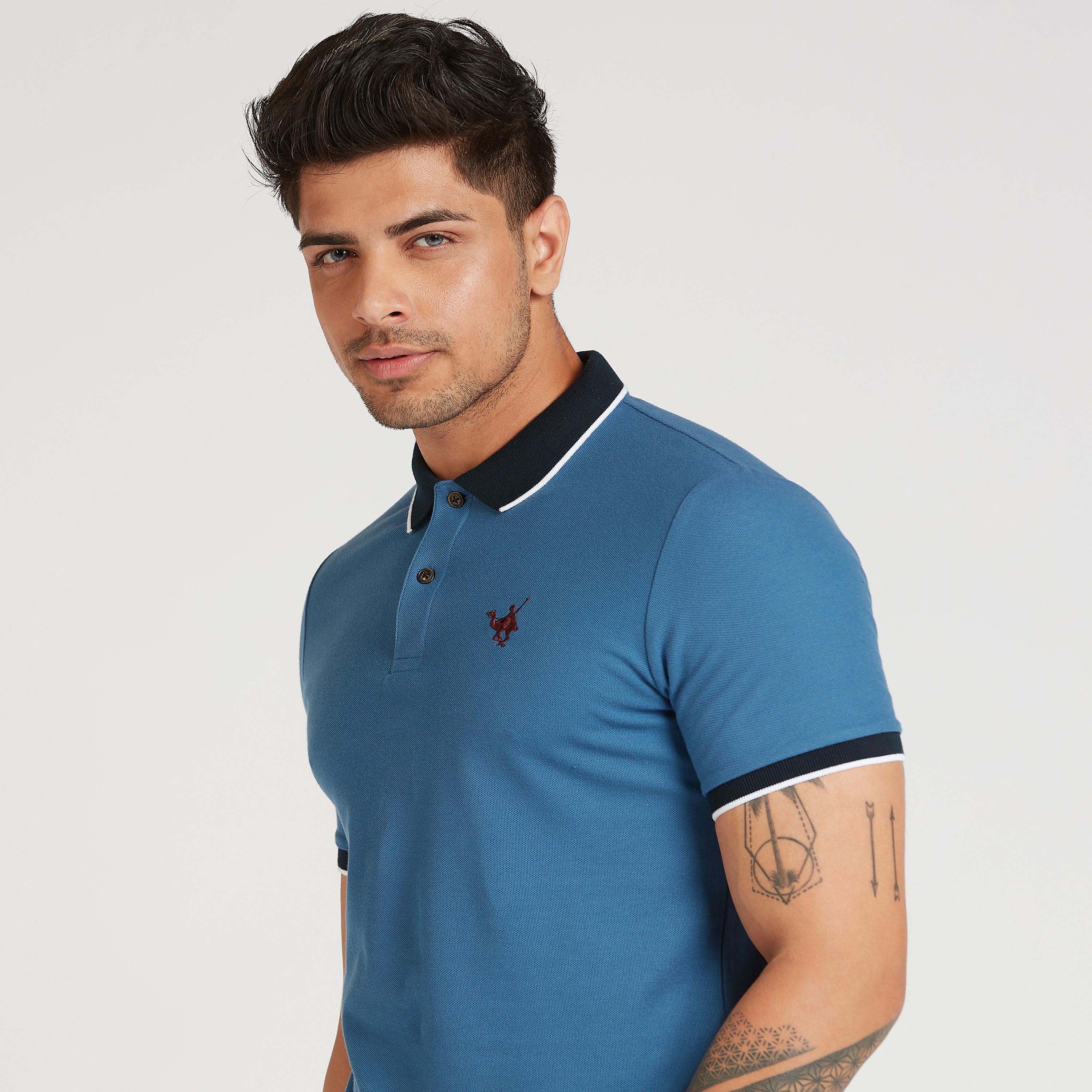 Slim Fit Textured Polo T-shirt with Short Sleeves-men-clothing-tshirtsandpolos-polos-image-3