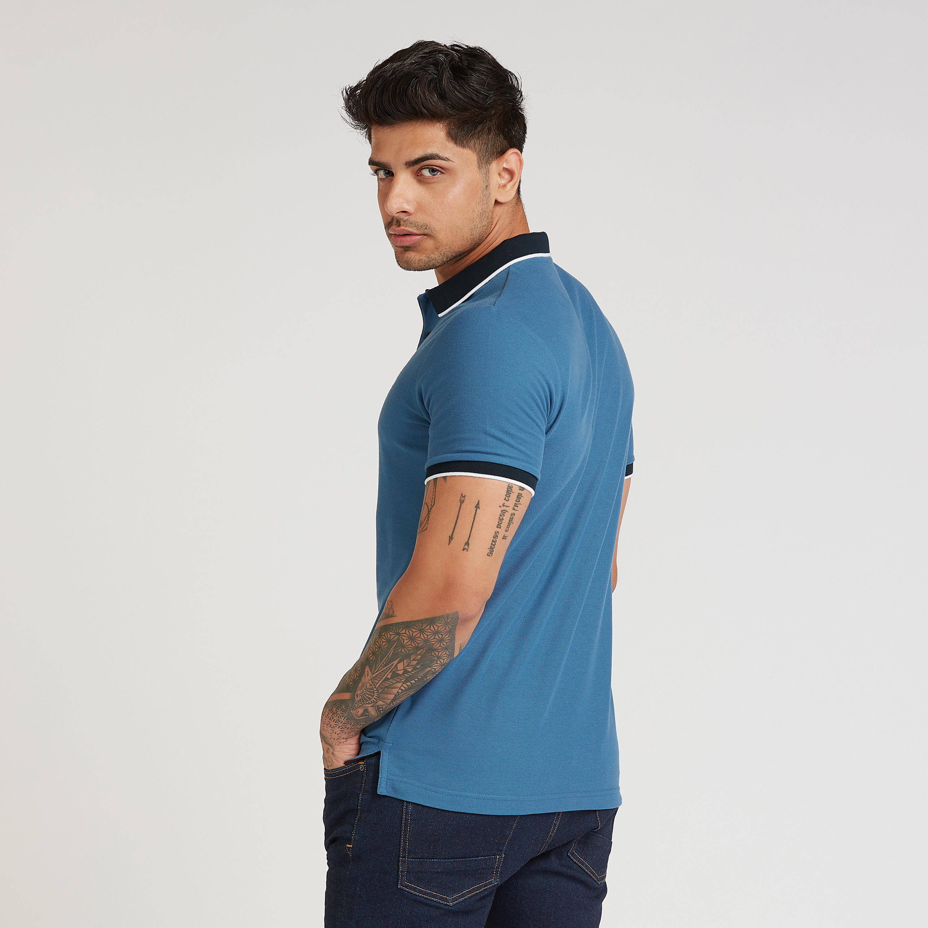 Slim Fit Textured Polo T-shirt with Short Sleeves-men-clothing-tshirtsandpolos-polos-image-4